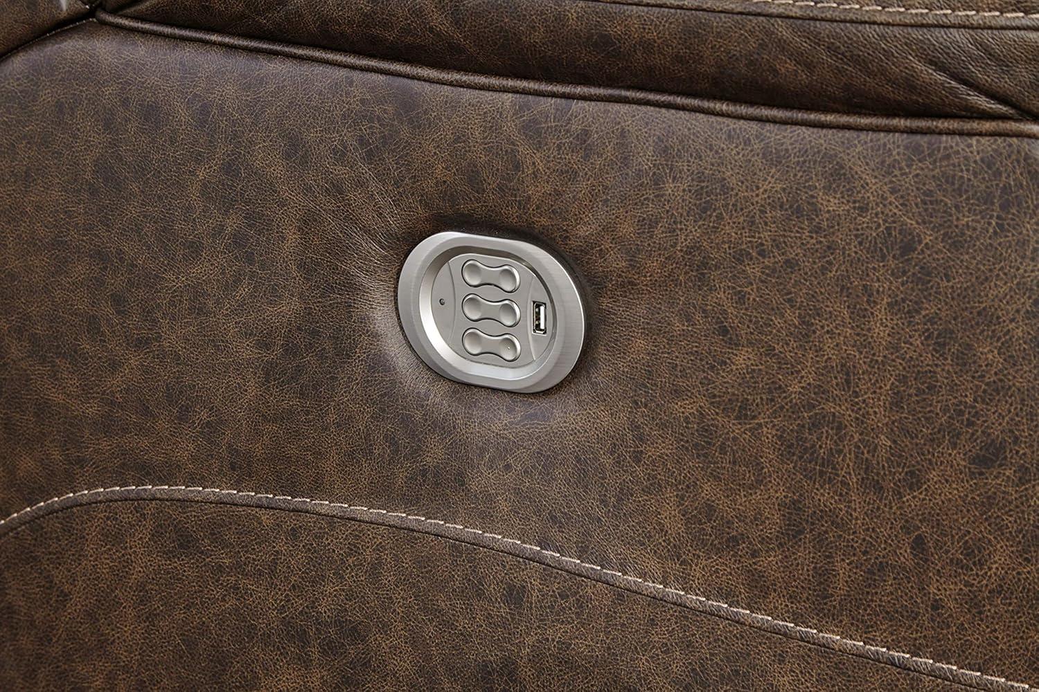 Signature Design by Ashley Wurstrow Leather Power Recliner in Umber