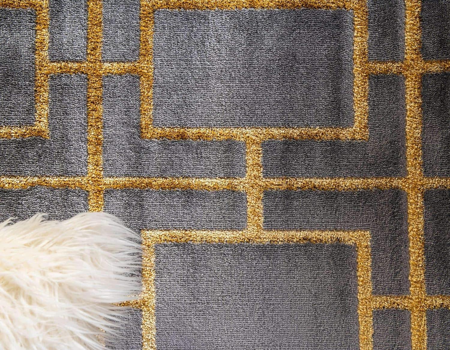 Glam Geometric Gray/Gold Area Rug