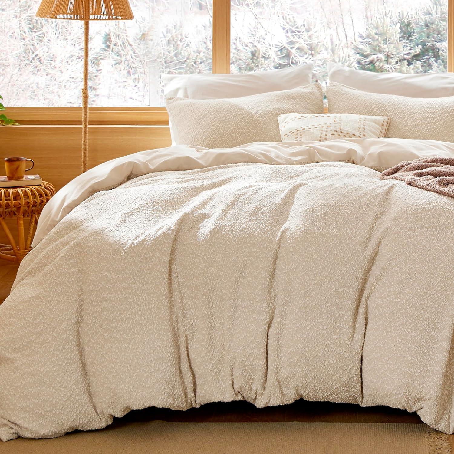 Bedsure | 3Pcs Tufted Boho Farmhouse Shabby Chic Embroidery Comforter Set