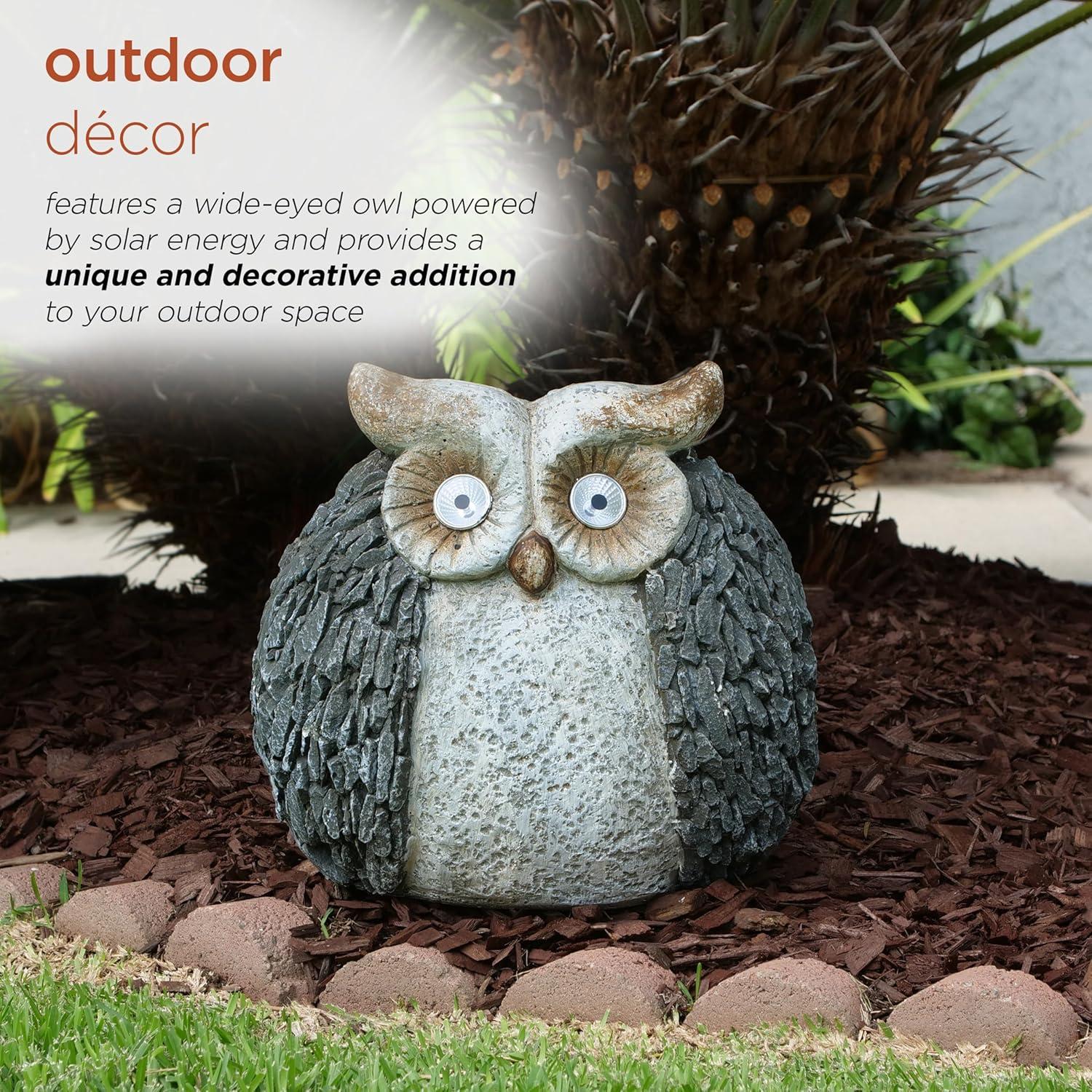 Alpine Corporation 13-inch Plastic Solar Powered Owl Outdoor Statue