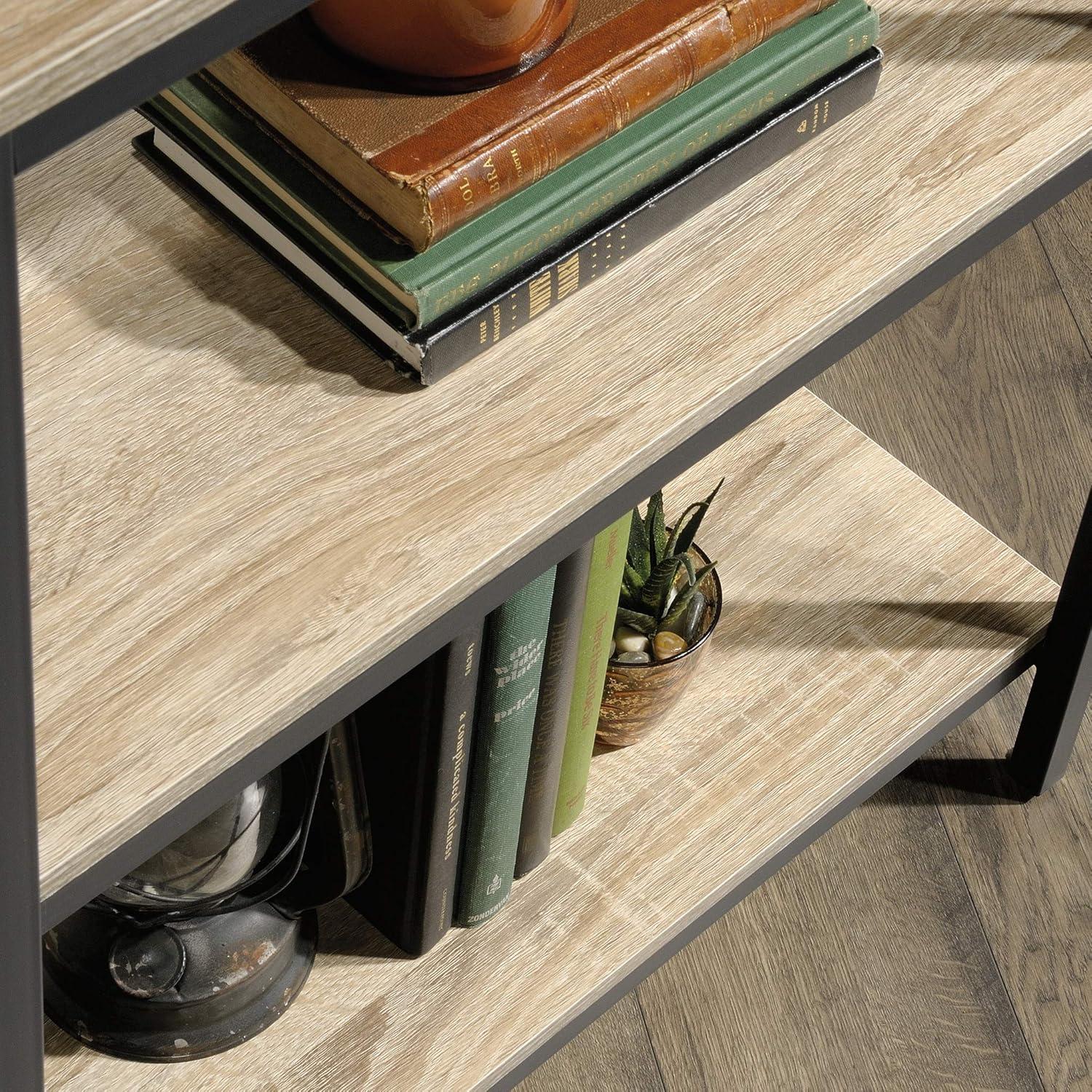 Charter Oak Finish 3-Shelf Bookcase with Durable Metal Frame