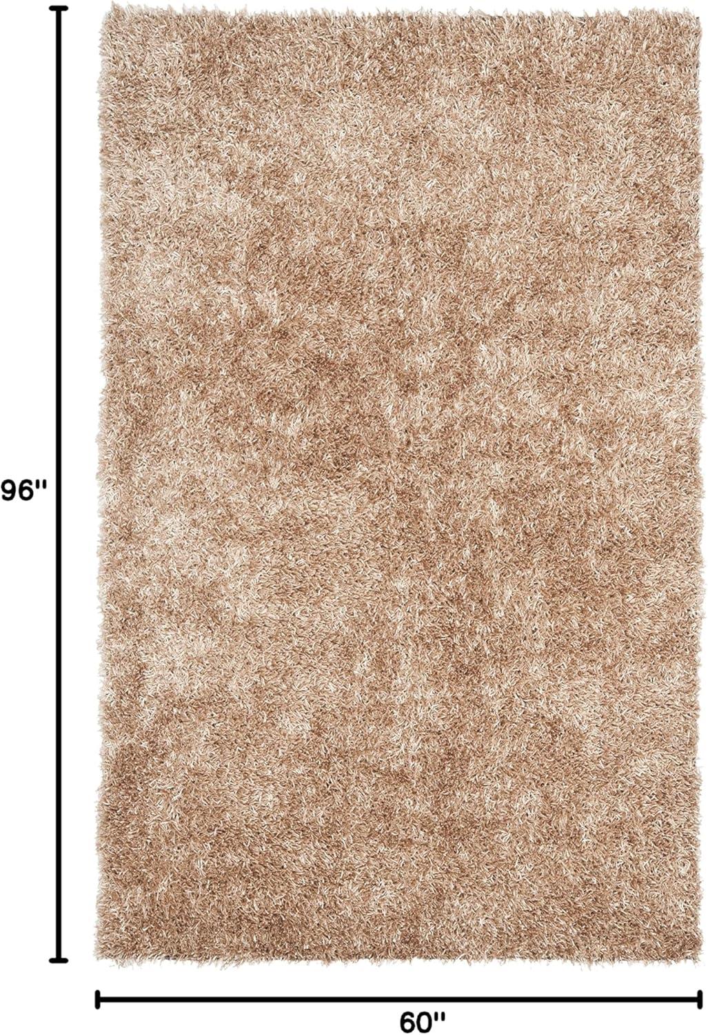 SAFAVIEH New Orleans Darius Solid Polyester Shag Area Rug, Chocolate, 5' x 8'