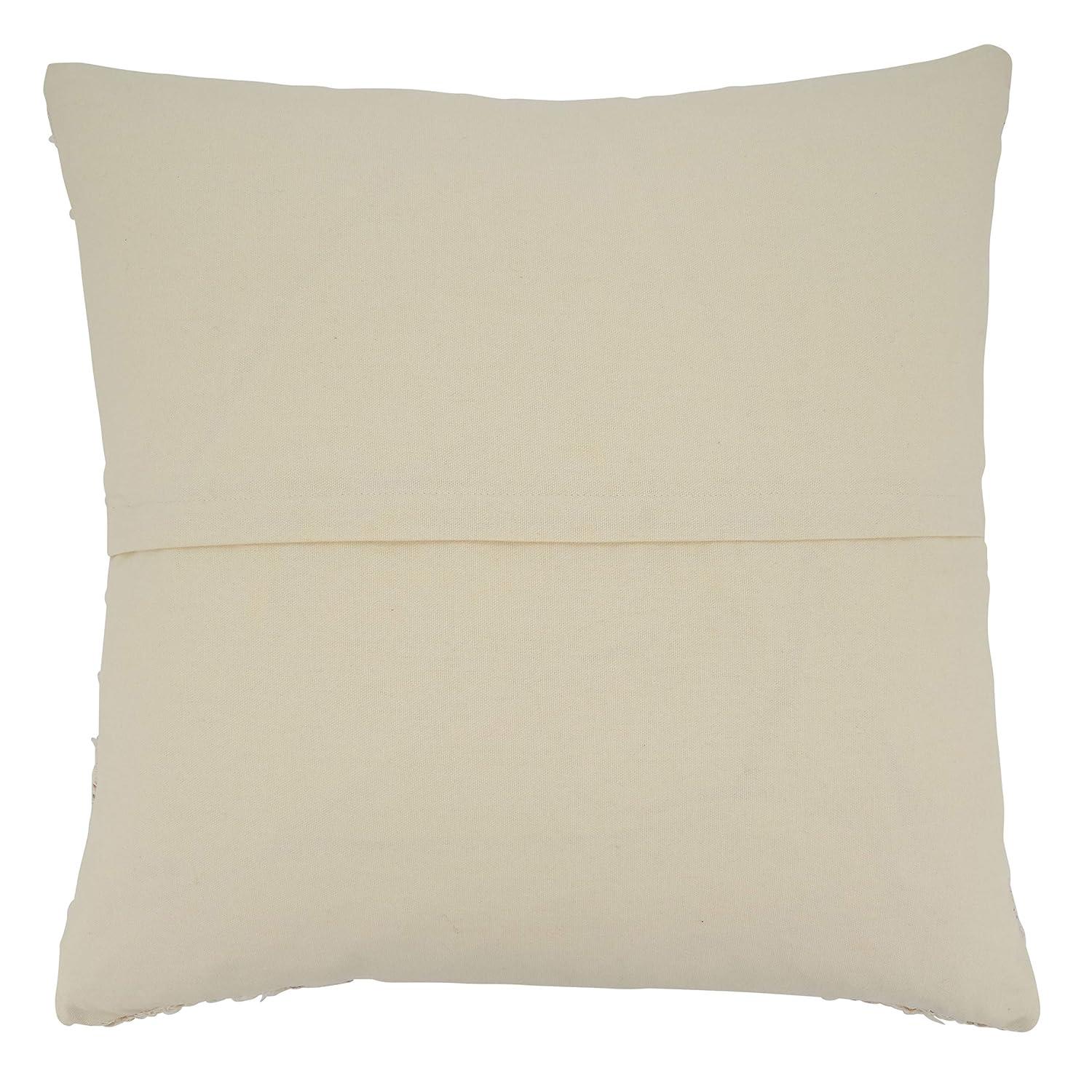Saro Lifestyle Fringe Stripe Design Throw Pillow With Poly Filling, Ivory, Ivory, 22" x 22"