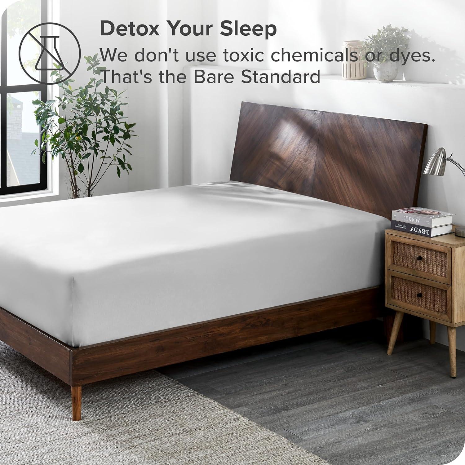 Bare Home Organic 100% Cotton Jersey Knit Fitted Sheet