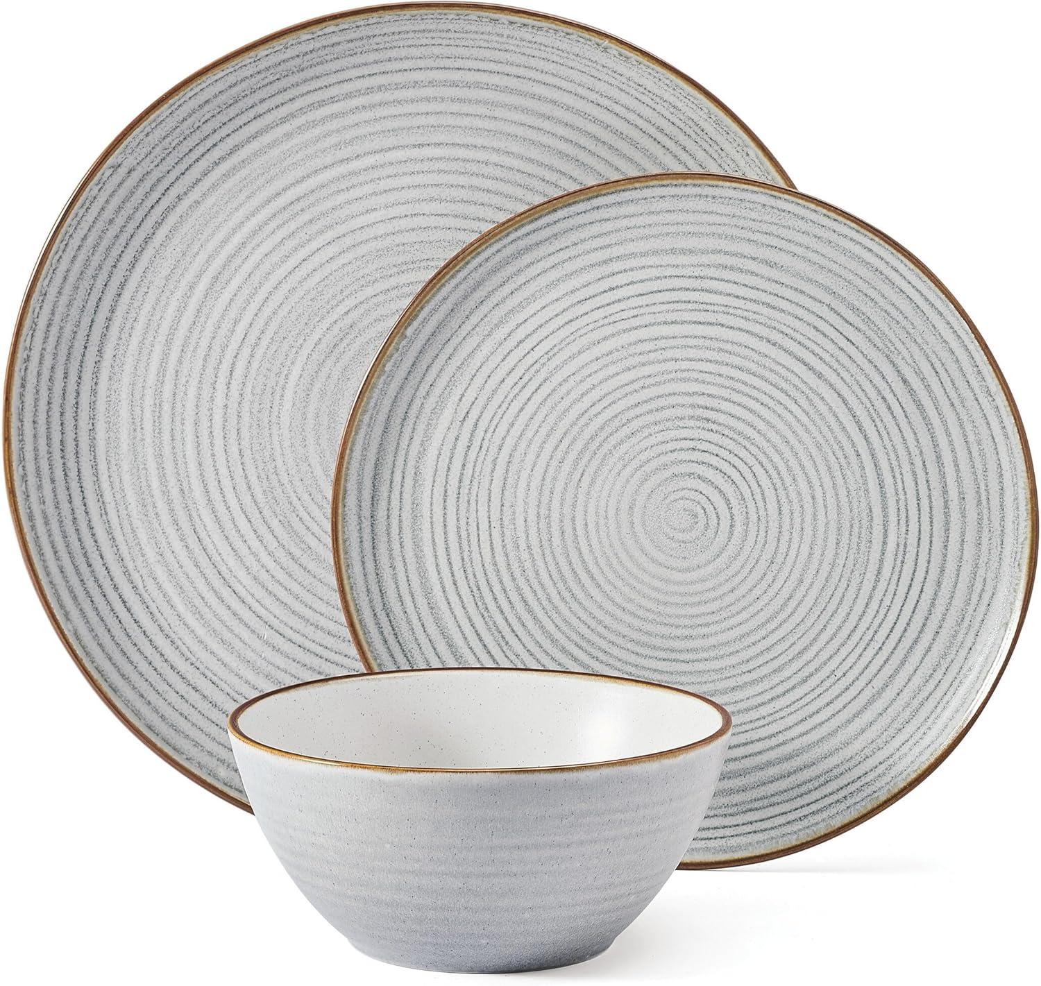 Pfaltzgraff Rowan 12 Piece Stoneware Dinnerware Set Gray