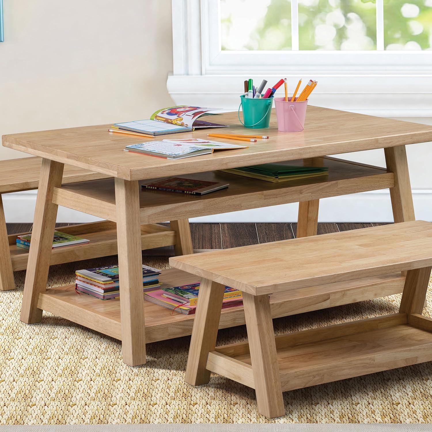 ECR4Kids ECR4Kids Sit n' Stash Rectangular Table, Classroom Storage, Natural
