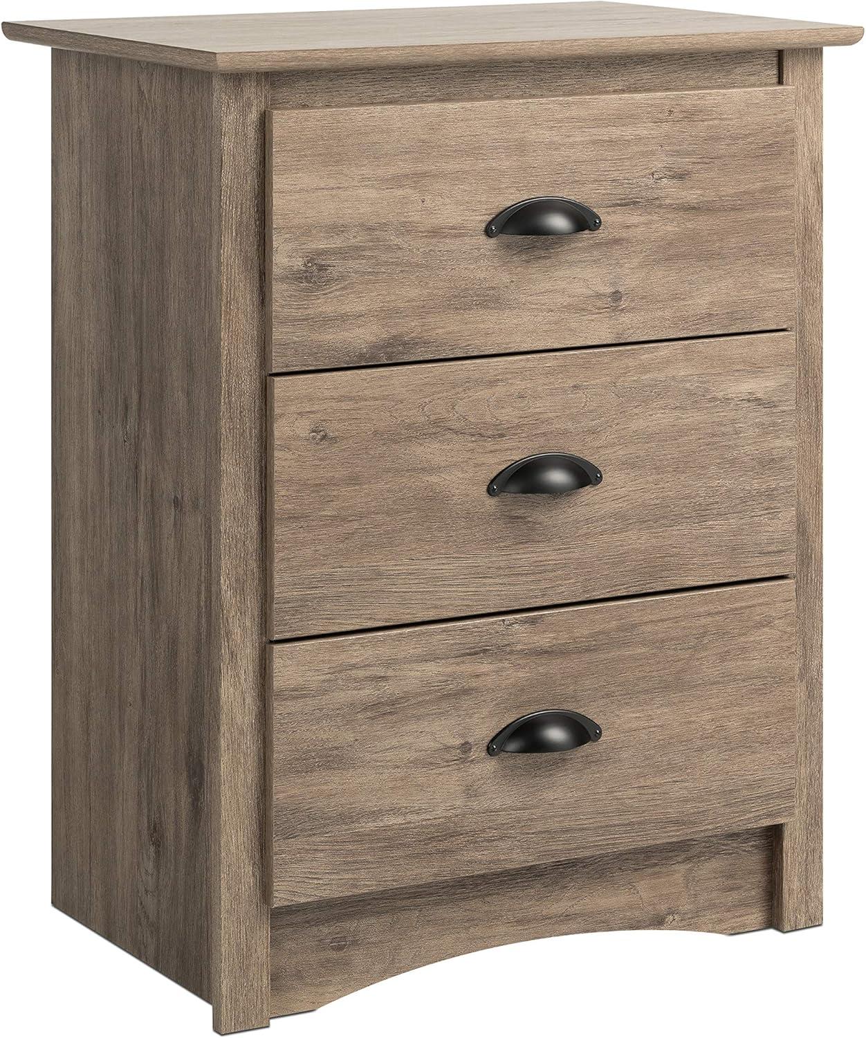 Salt Spring 3 Drawer Tall Nightstand Drifted Gray - Prepac: Modern Bedside Storage, Includes Anti-Tip Hardware