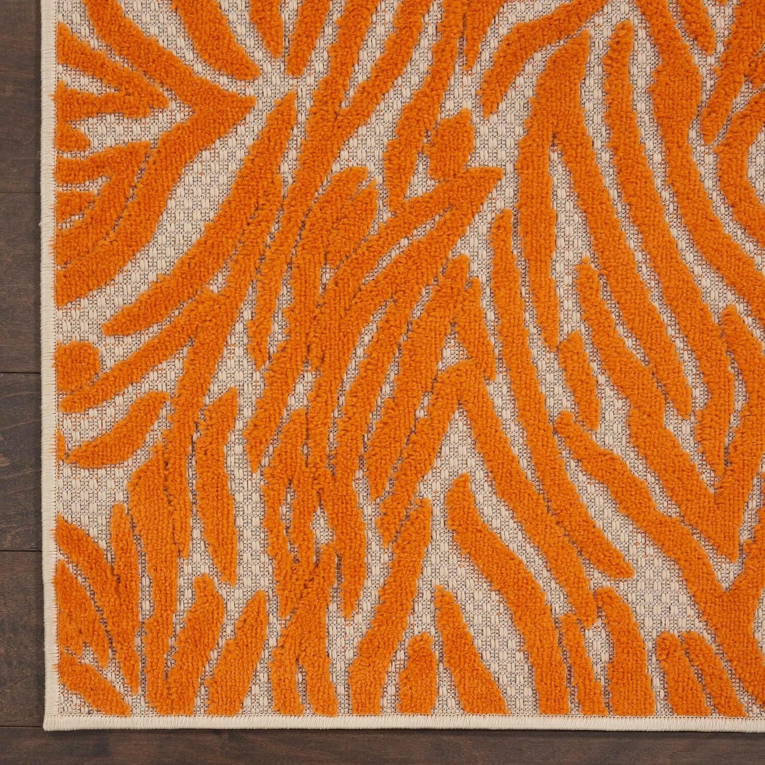 Sunlit Zebra Orange 5' x 7' Reversible Outdoor Area Rug