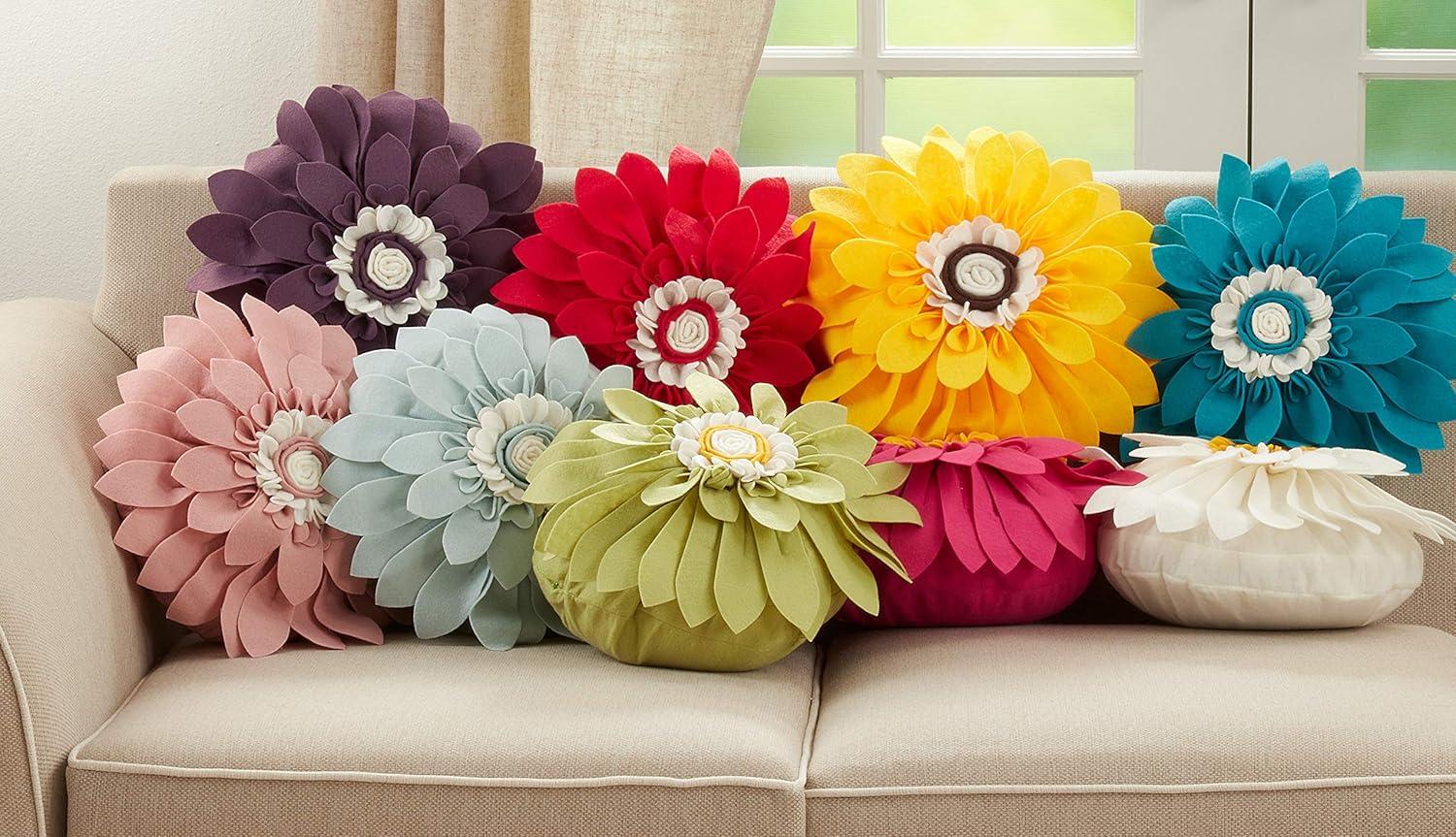 Saro Fleur De Jardin Collection Appliqued Throw Pillow