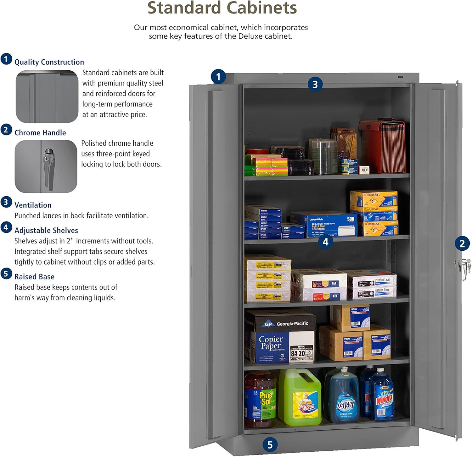 Tennsco Full-Height Standard Storage Cabinet 36" x 18" x 72" - 2 x Door(s) - Security Lock, Welded, Reinforced, Hinged Door - Light Gray - Chrome - Recycled