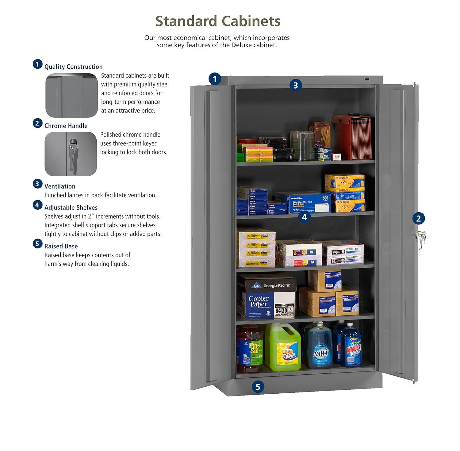 Tennsco Full-Height Standard Storage Cabinet 36" x 18" x 72" - 2 x Door(s) - Security Lock, Welded, Reinforced, Hinged Door - Light Gray - Chrome - Recycled
