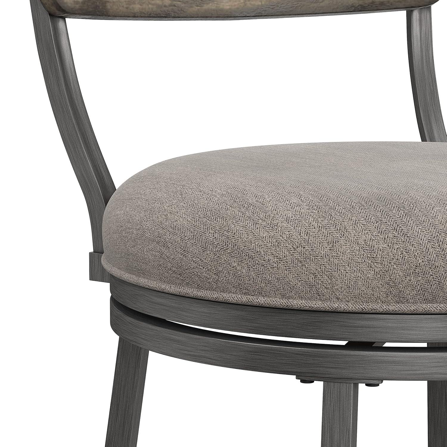 Hillsdale, Garren Metal Counter Height Swivel Stool with Wood Panel Back, Rubbed Pewter