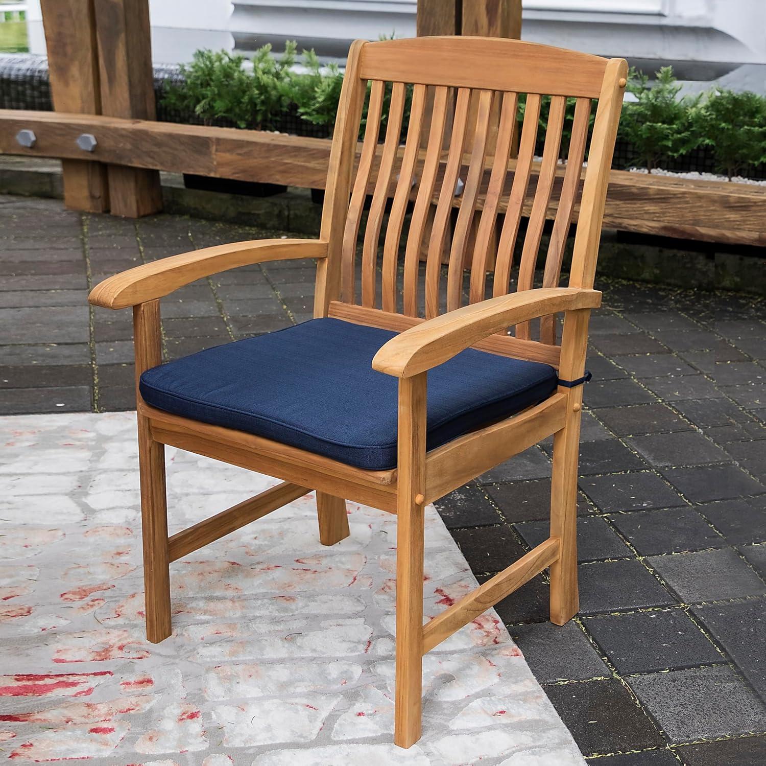Cambridge Casual 6pc Caterina Teak Wood Outdoor Dining Set with Beige Cushion: Weather-Resistant, 2" Umbrella Hole, Galvanized Steel Hardware