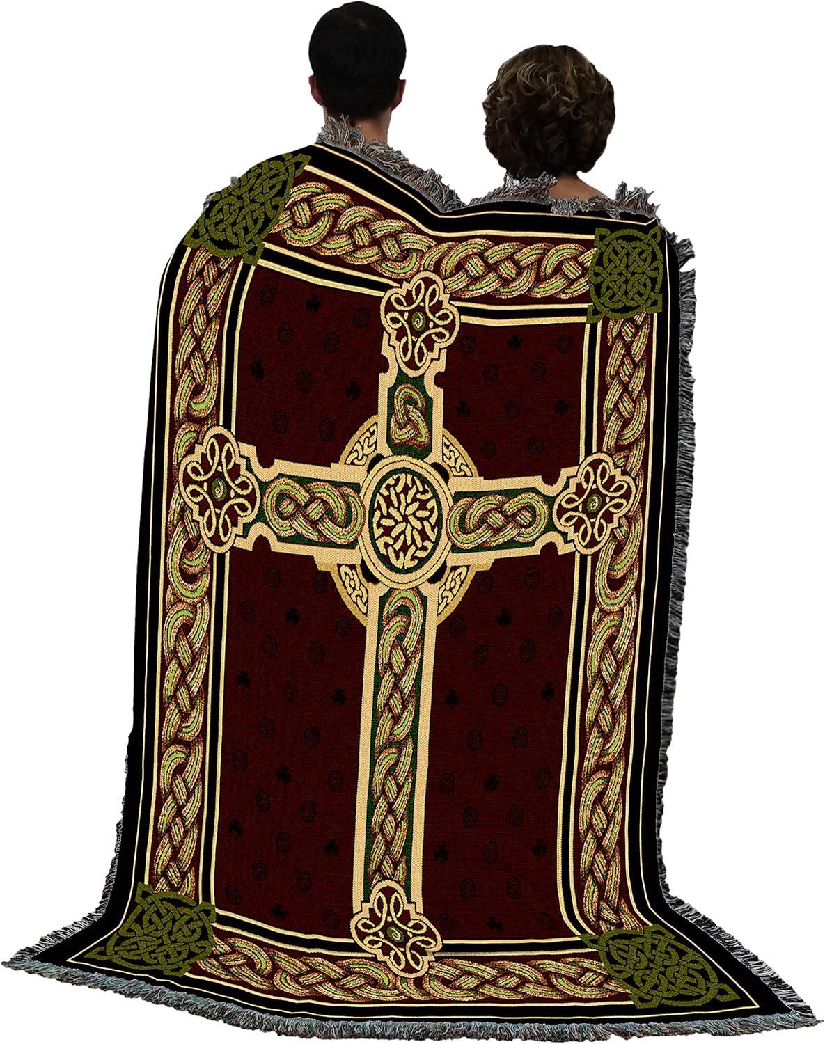 Pure Country Weavers Celtic Knot Cross Blanket - Gift Throw Woven from Cotton - Made in The USA (72x54)