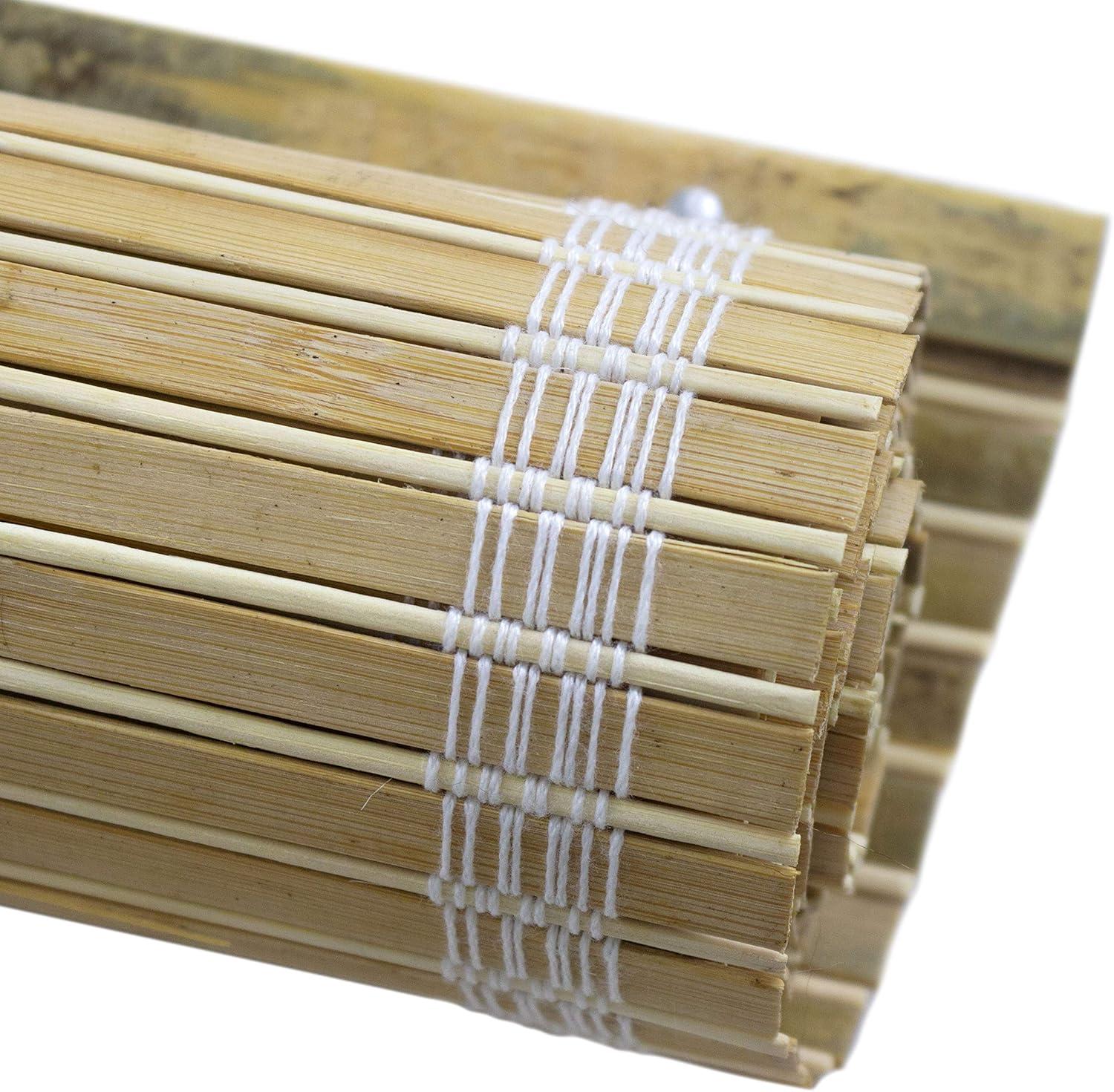 Oriental Furniture Cordless Light Filtering Bamboo Roman Window Shades, Beige, 2" x 24"