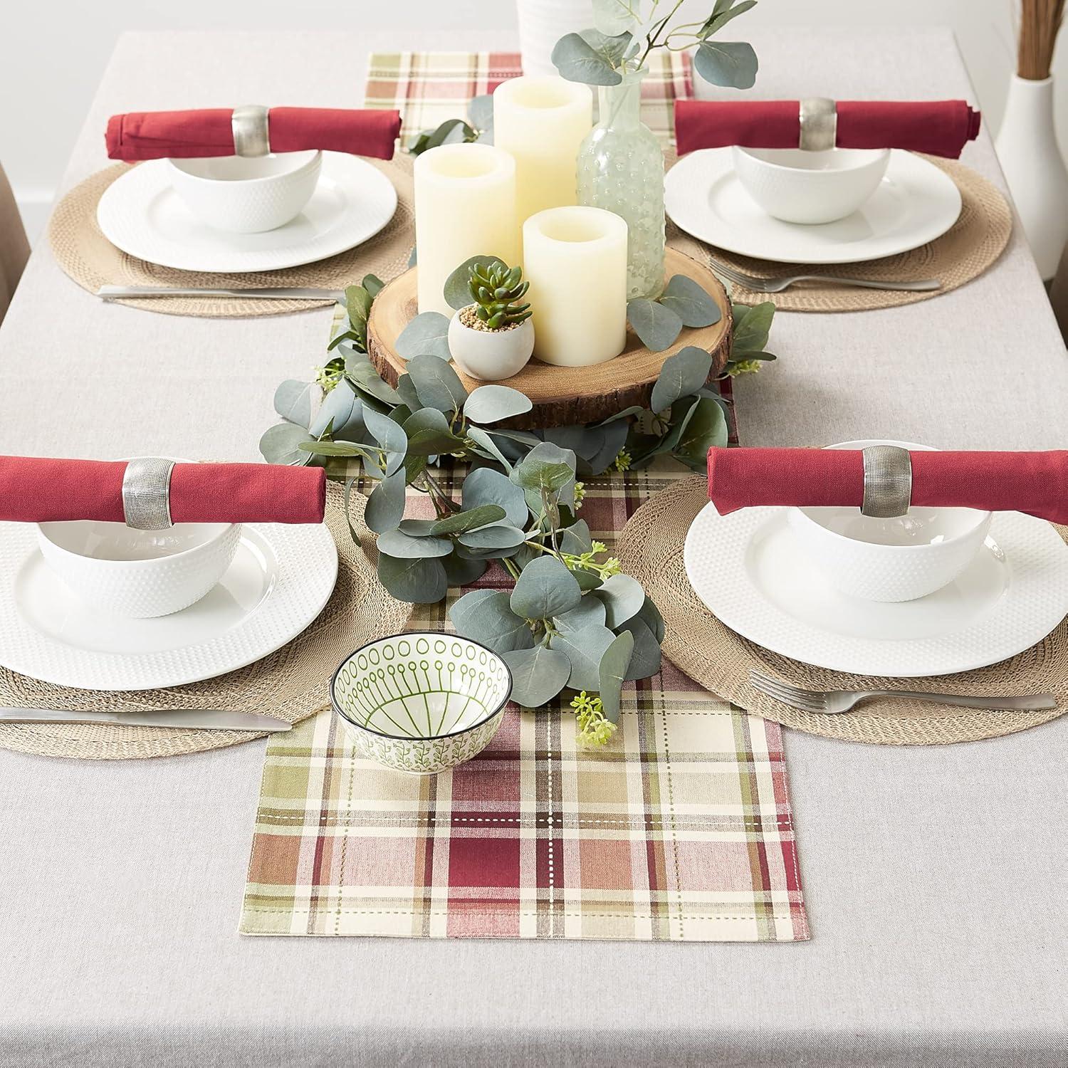 Homespun Plaid Table Runner 13x108