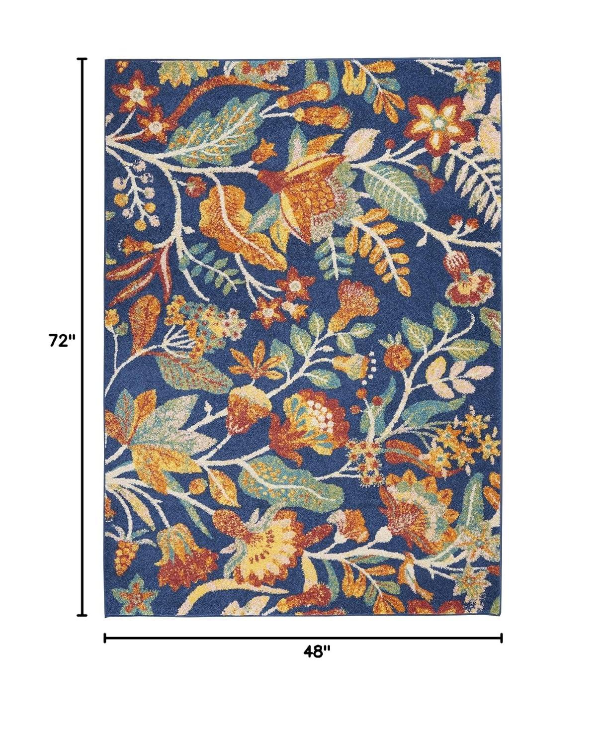 Nourison Allur Botanical Indoor Area Rug Navy Multicolor 4' x 6'