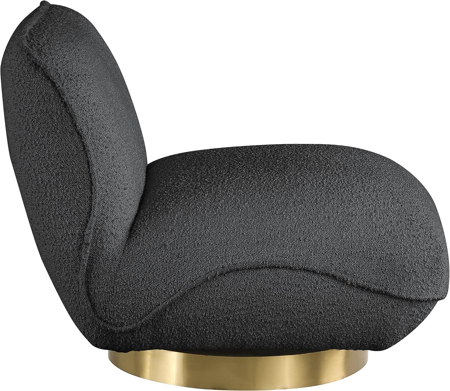 Meridian Furniture Geneva Black Boucle Fabric Swivel Accent Chair