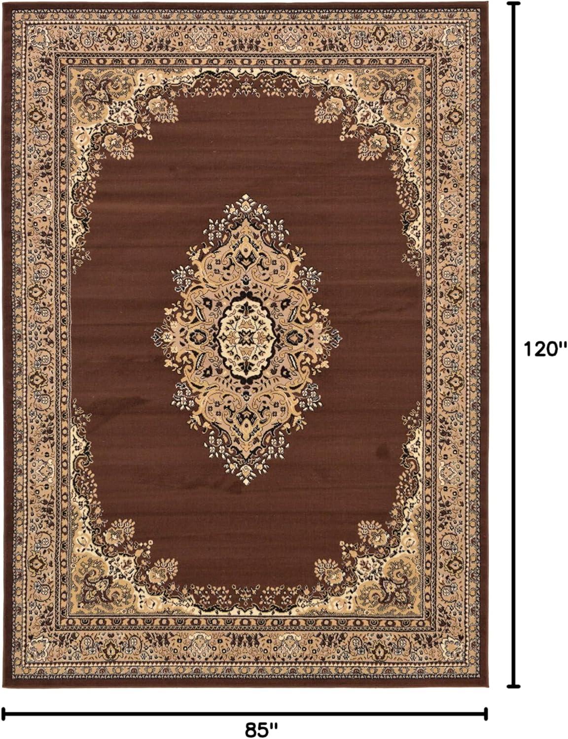 Handmade Brown Medallion 9' x 12' Easy-Care Synthetic Area Rug