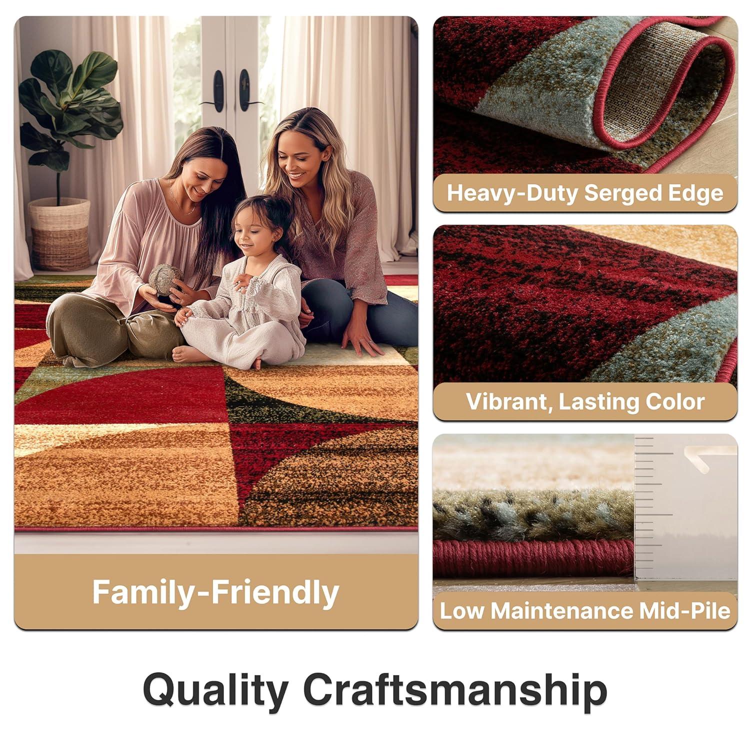 Well Woven Barclay Geometric Rustic Area Rugs, Red