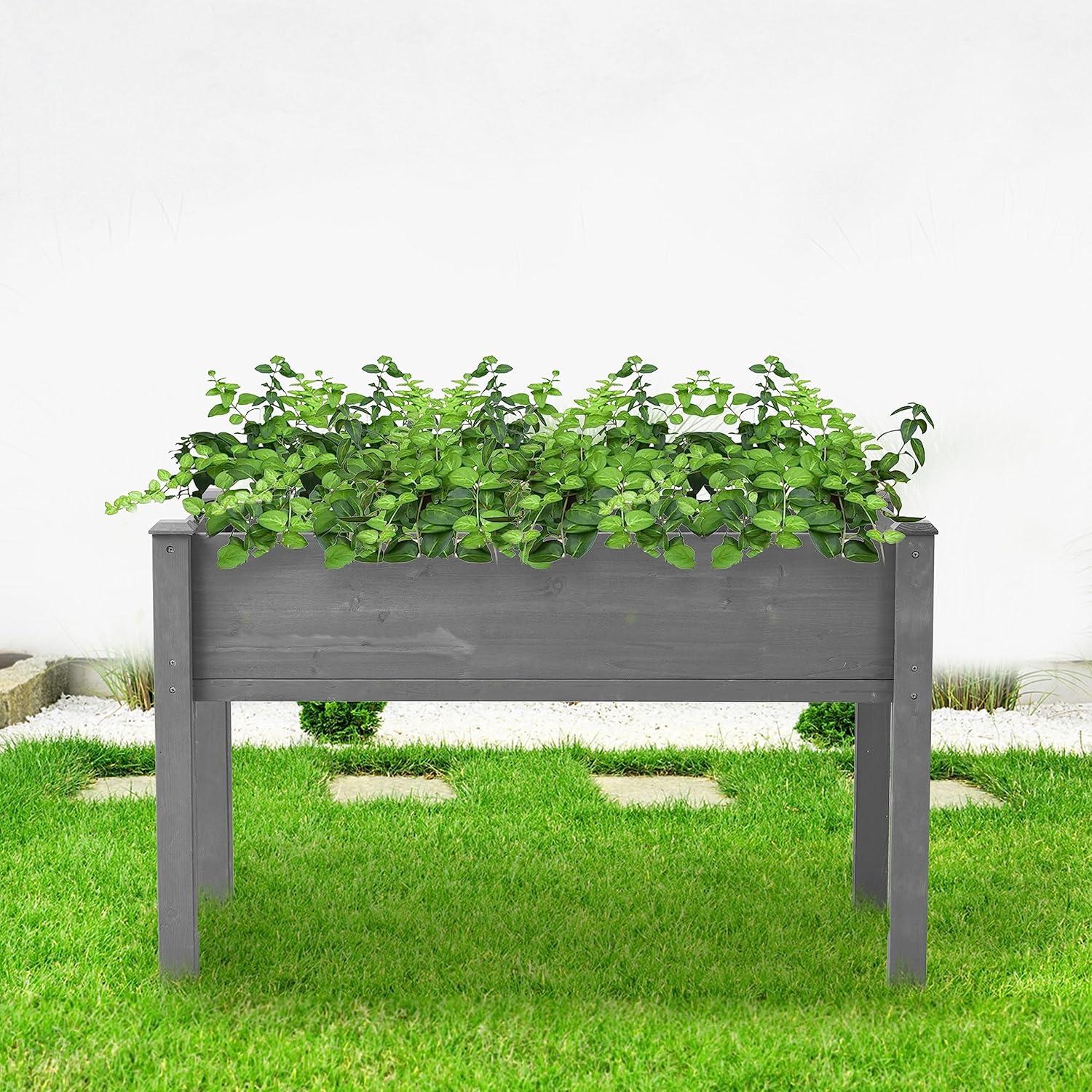 48x24x30 Gray Solid Wood Raised Garden Bed with Legs