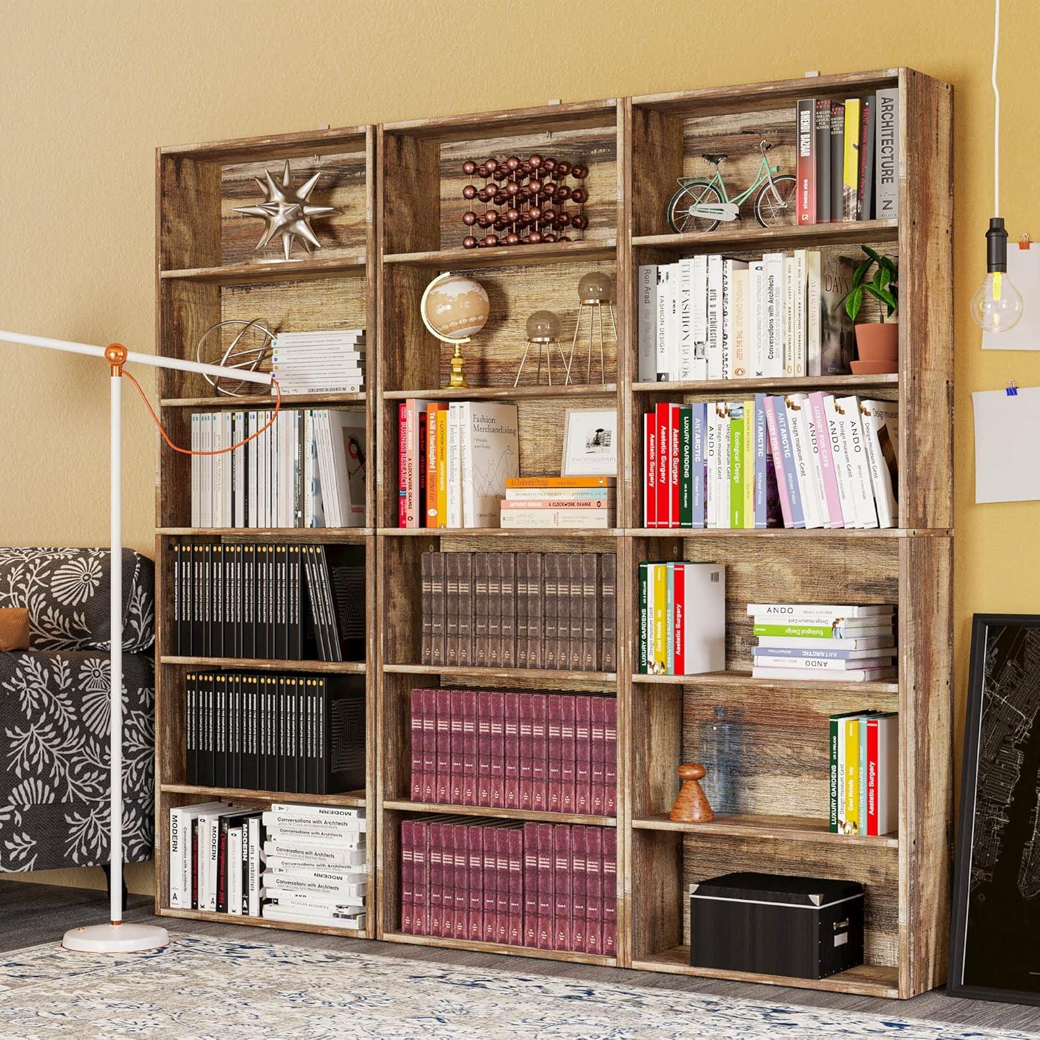 Industrial Brown 6-Tier Wood Accent Shelf