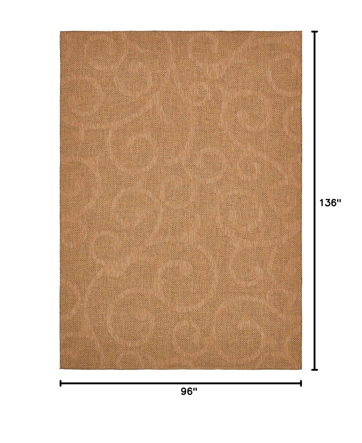 Easy-Care Synthetic Rectangular Outdoor Rug in Stain-Resistant Brown