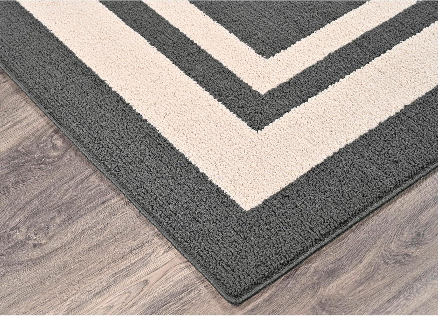 Garland Rug Borderline 24 in. x 40 in. Indoor/Outdoor Area Rug Cinder Gray/Ivory