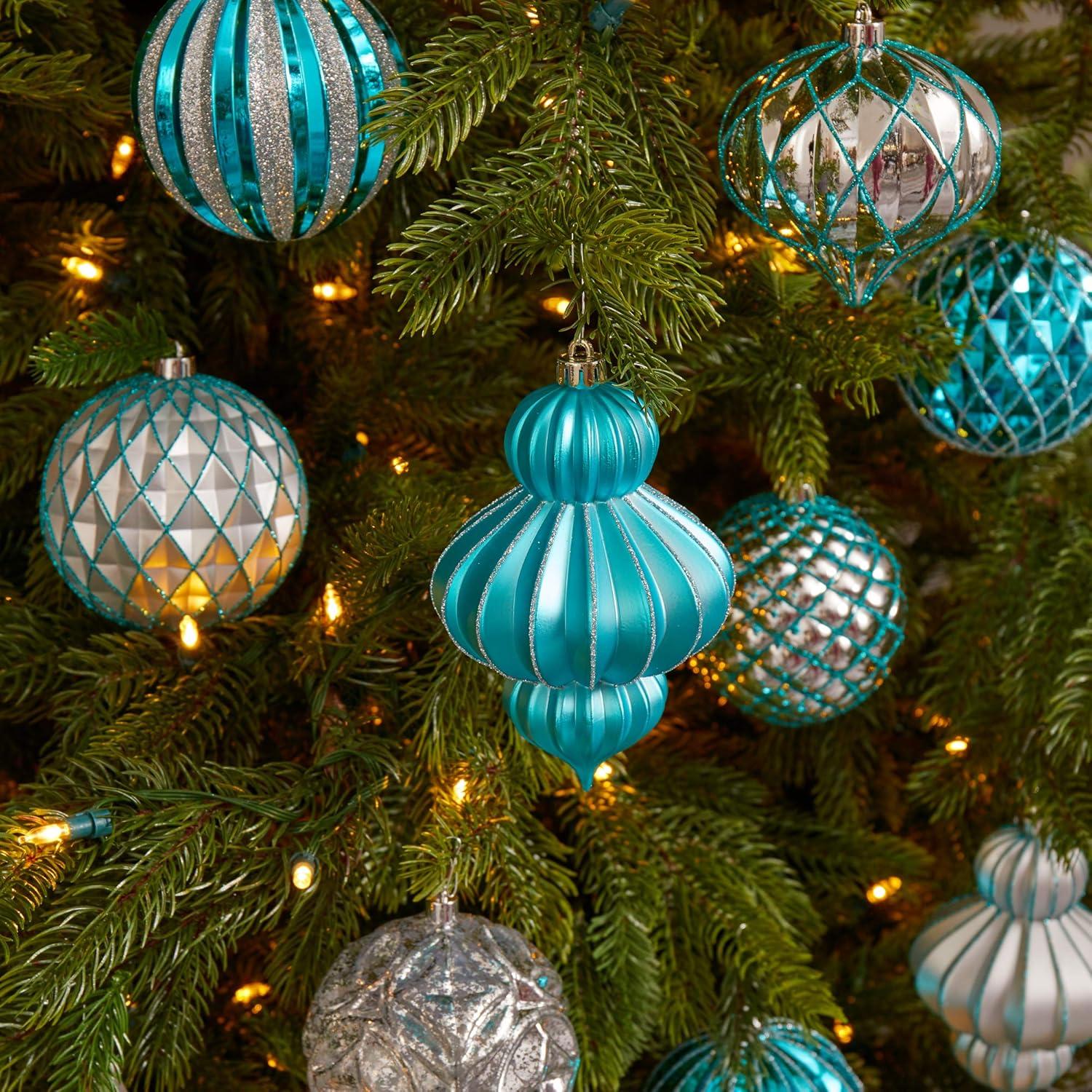 Nearly Natural Holiday Lux Shatterproof, 12 Count Christmas Tree Ornament Set