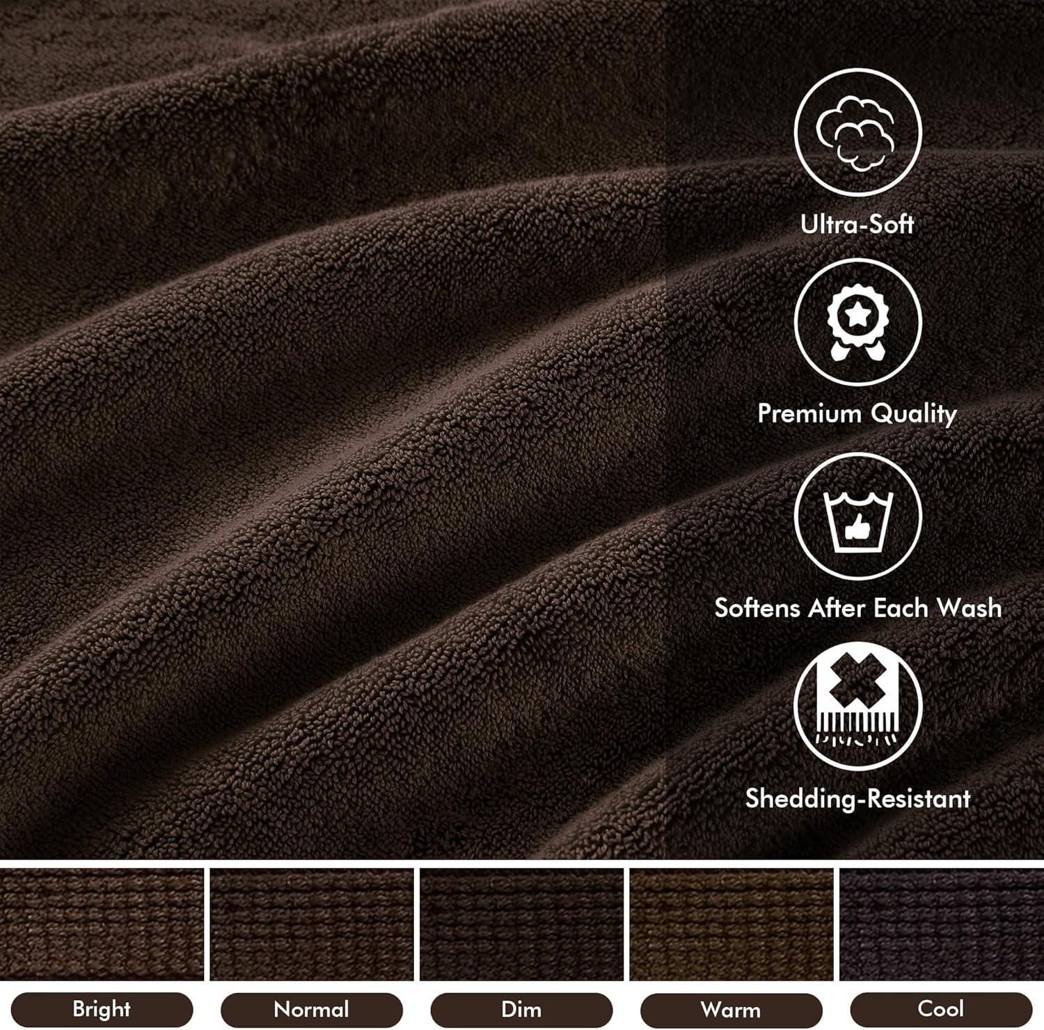 8pc Cotton Bath Towel Set Brown: Madison Park, Heavyweight Terry, OEKO-TEX Certified