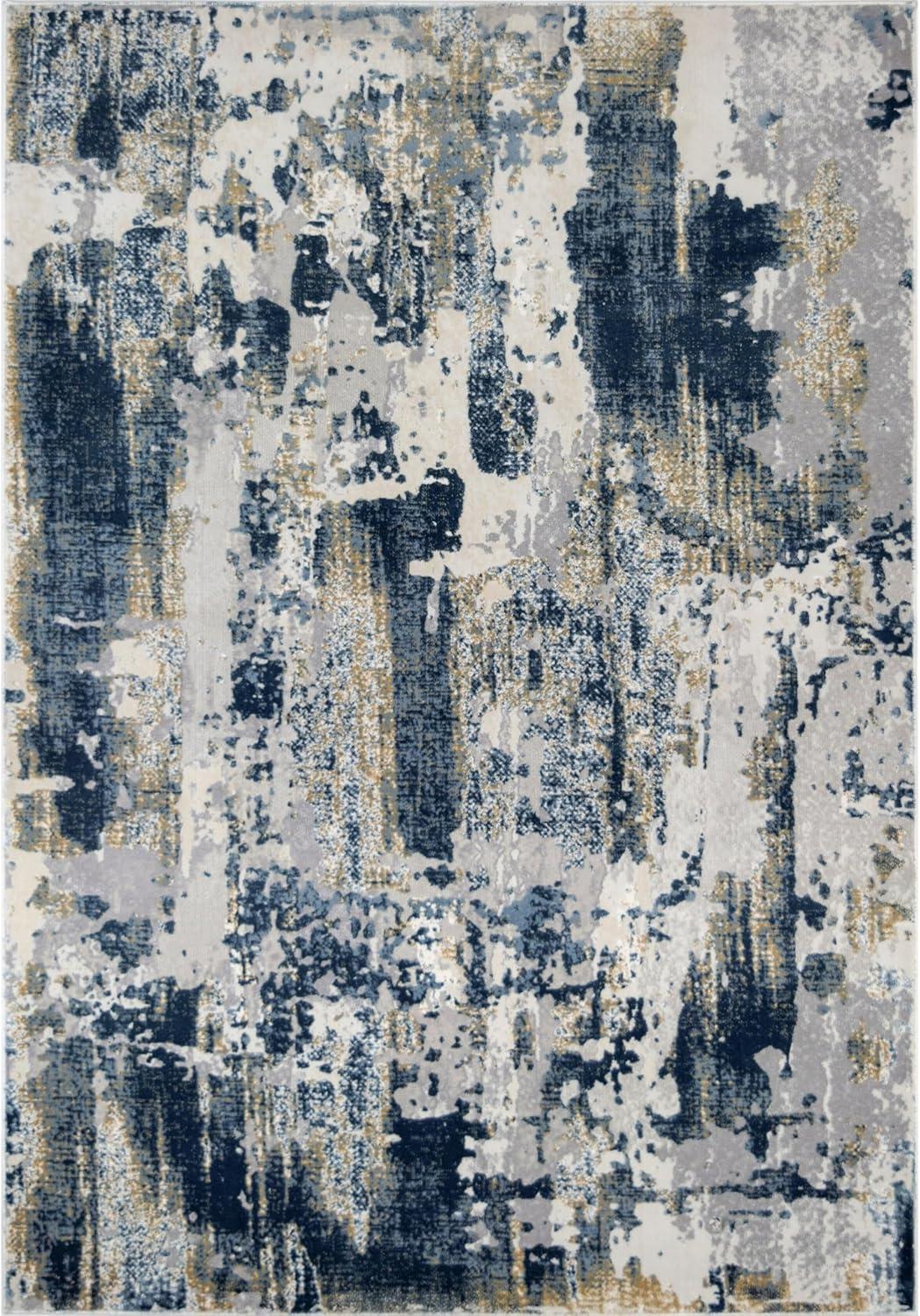 Auden Abstract Sapphire Blue Area Rug