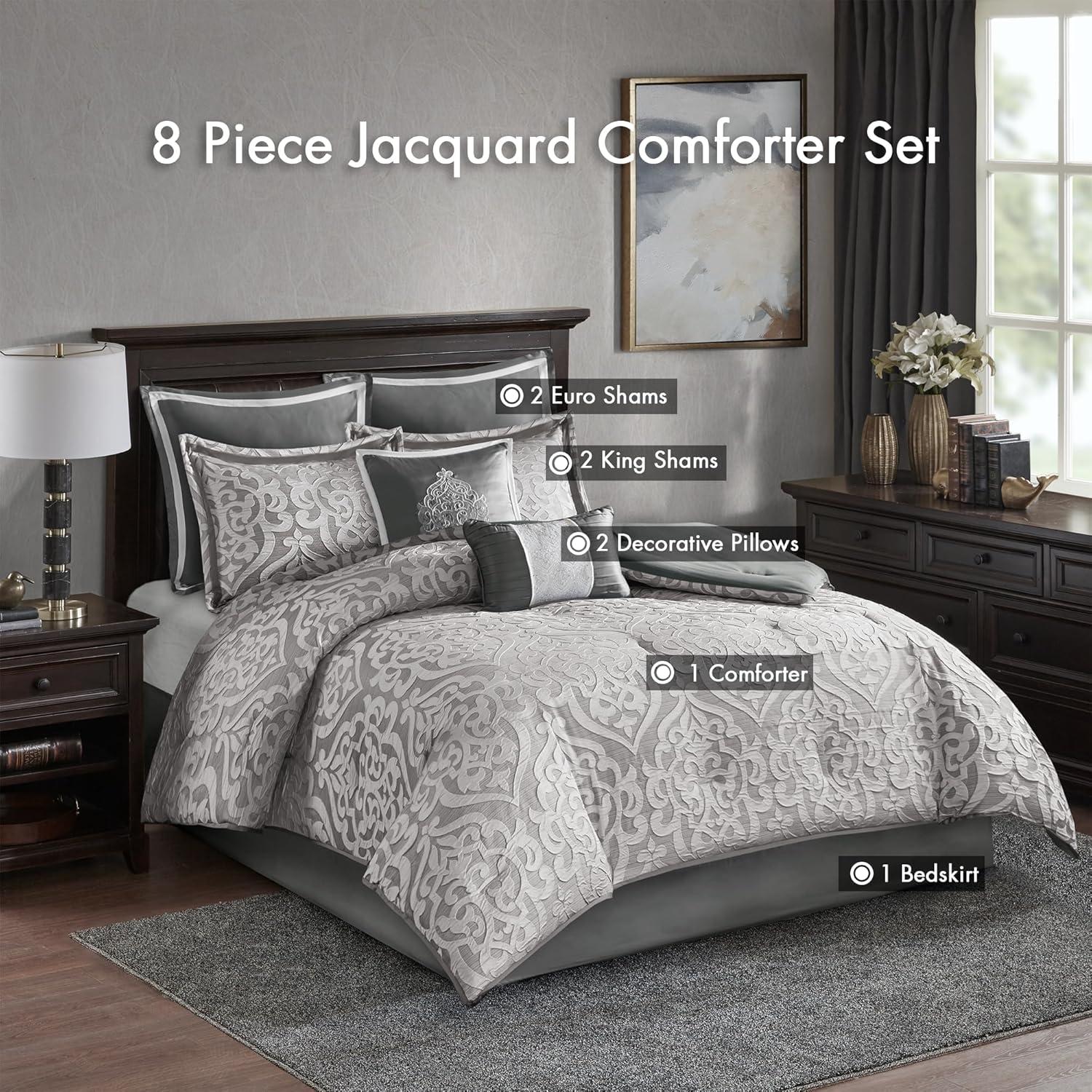 Madison Park Odette Jacquard 8 Piece Comforter Set