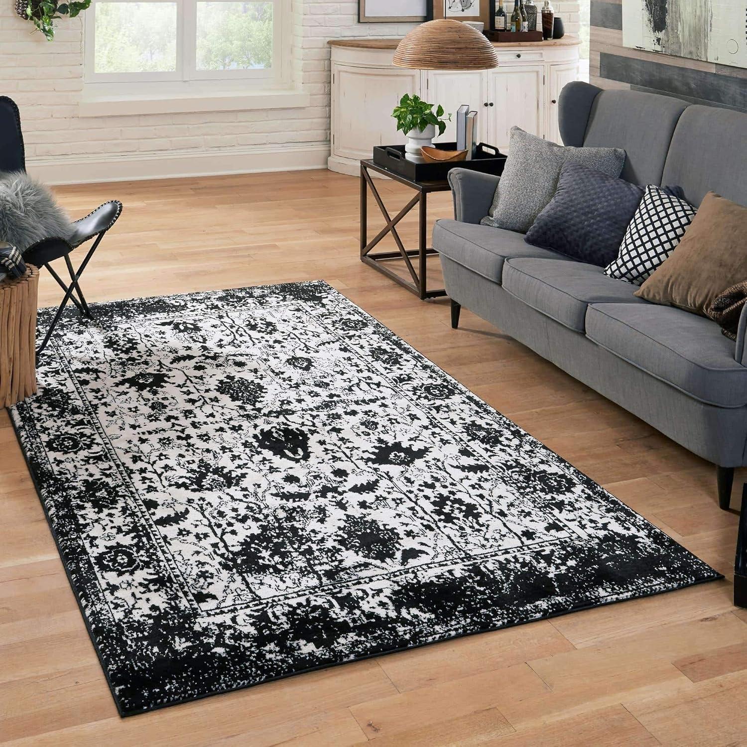 Unique Loom Portland Collection Bohemian Vintage Inspired Tone-on-Tone Design Area Rug (8' 0 x 10' 0 Rectangular, Blue/ Ivory)