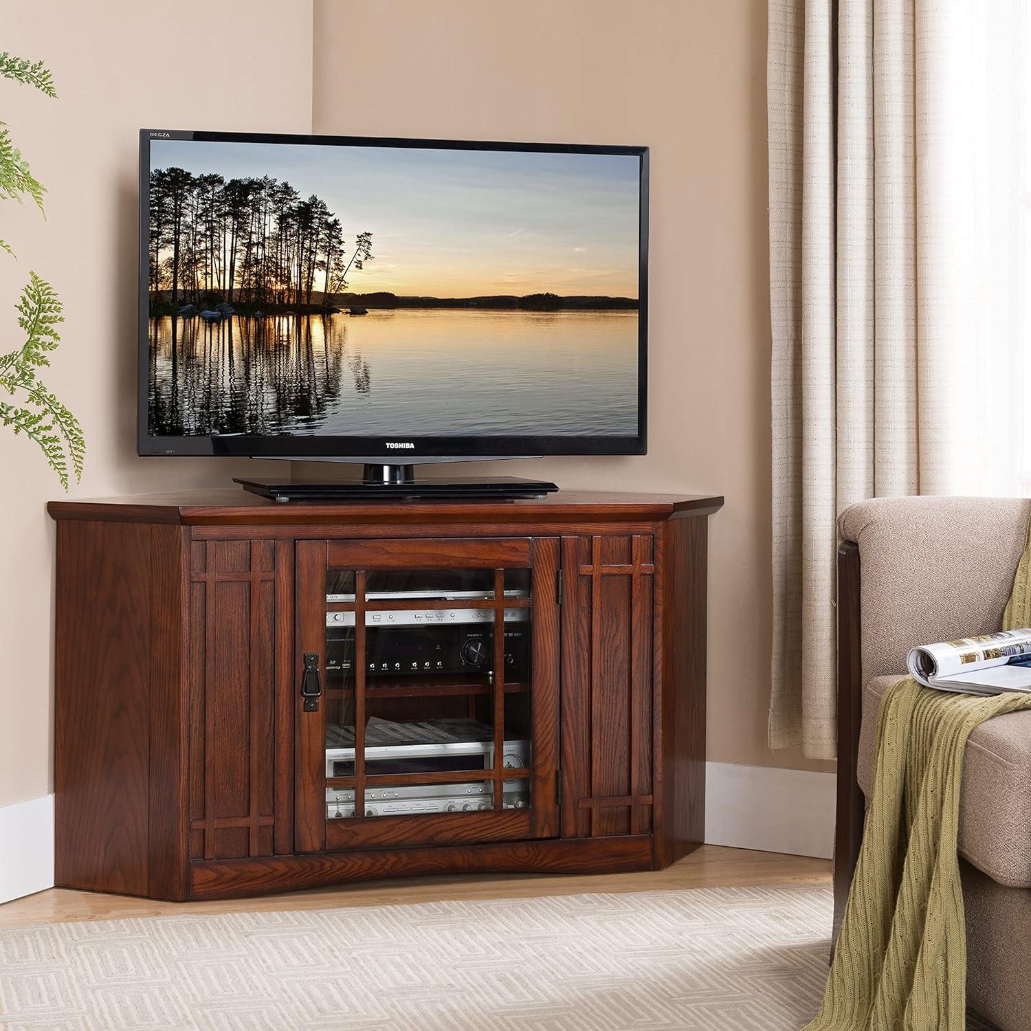 Leick Furniture Mission 46" Corner TV Stand in an Oak Finish