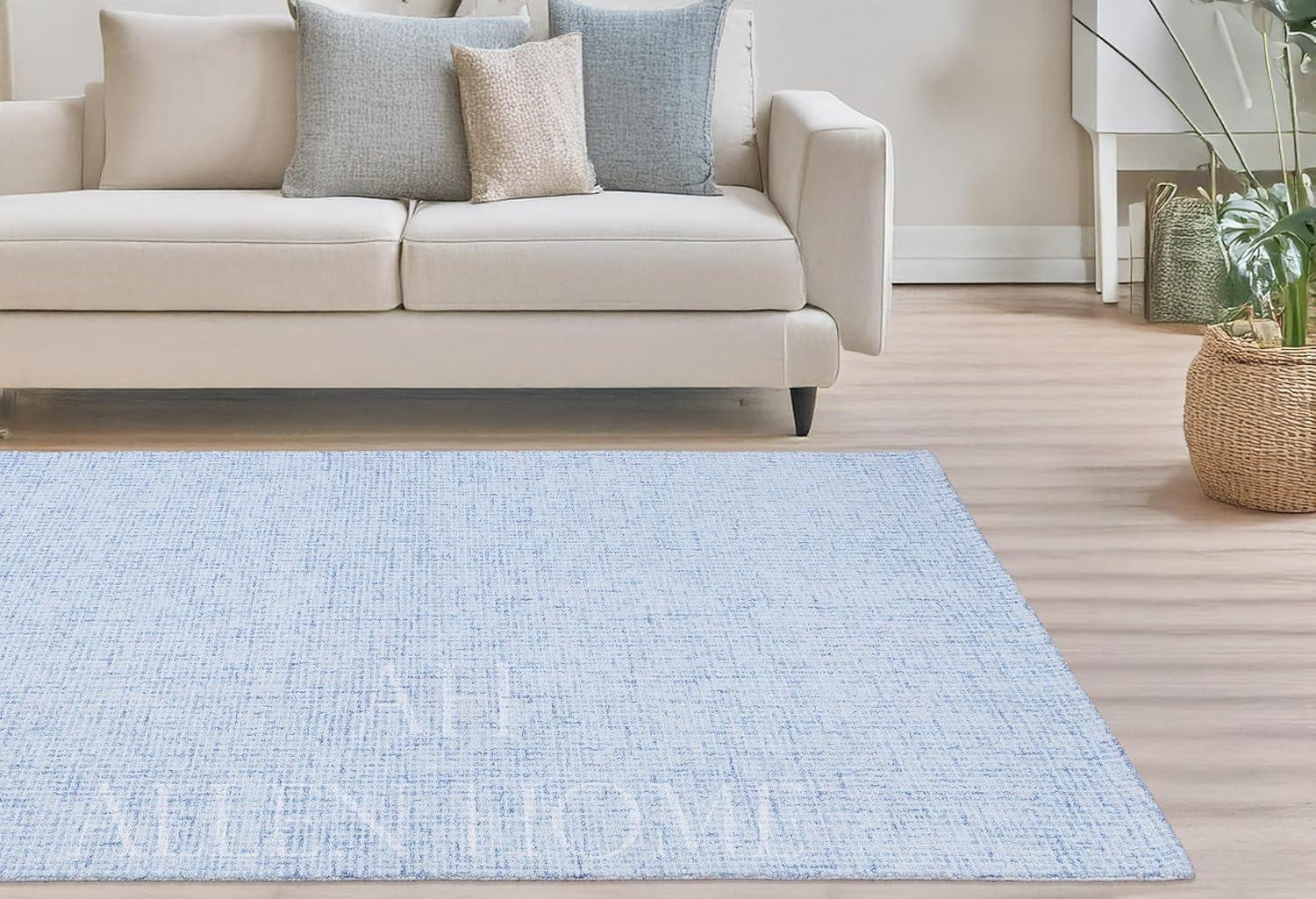 Alora Decor London 9' x 12' Solid Blue/Gray/Rust/Blue Hand-Tufted Area Rug