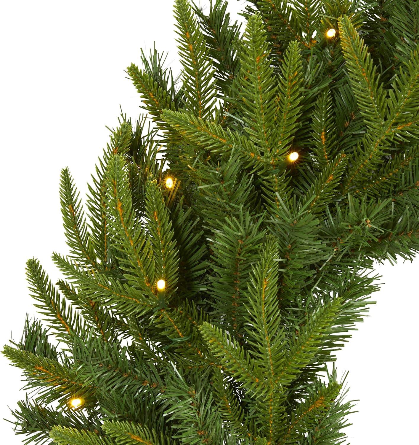 24" Green Pine Artificial Christmas Wreath with 35 Clear LED Lights