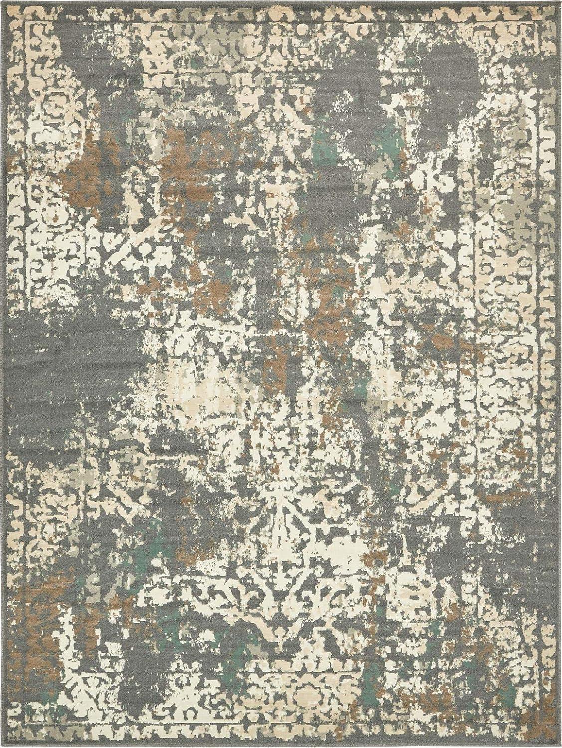 Unique Loom Tuareg Collection Area Rug - Mirage (9'  x 12' 2" Rectangle Gray/Beige)