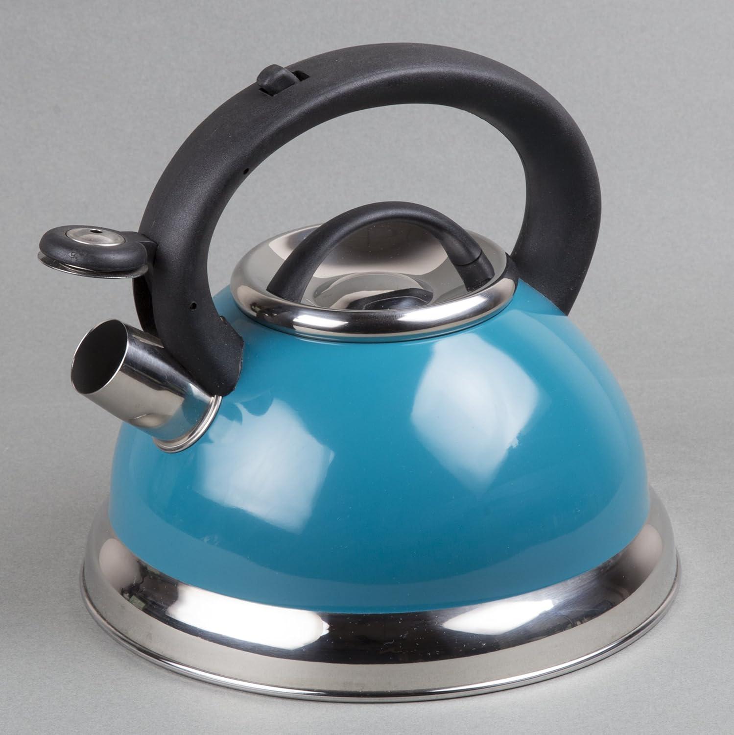 Creative Home Alexa 3.0 Qt. Stainless Steel Whistling Tea Kettle, Aqua