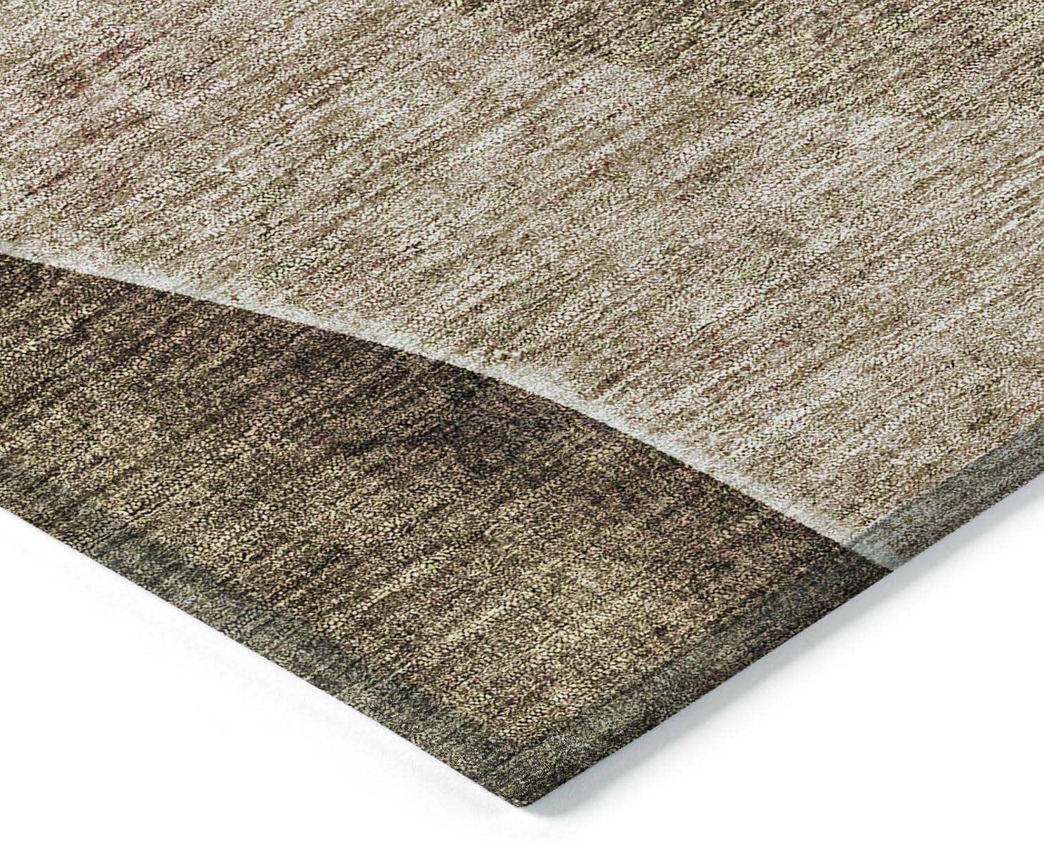 Brown and Gray Synthetic Flat Woven Rectangular Rug 5' x 7'