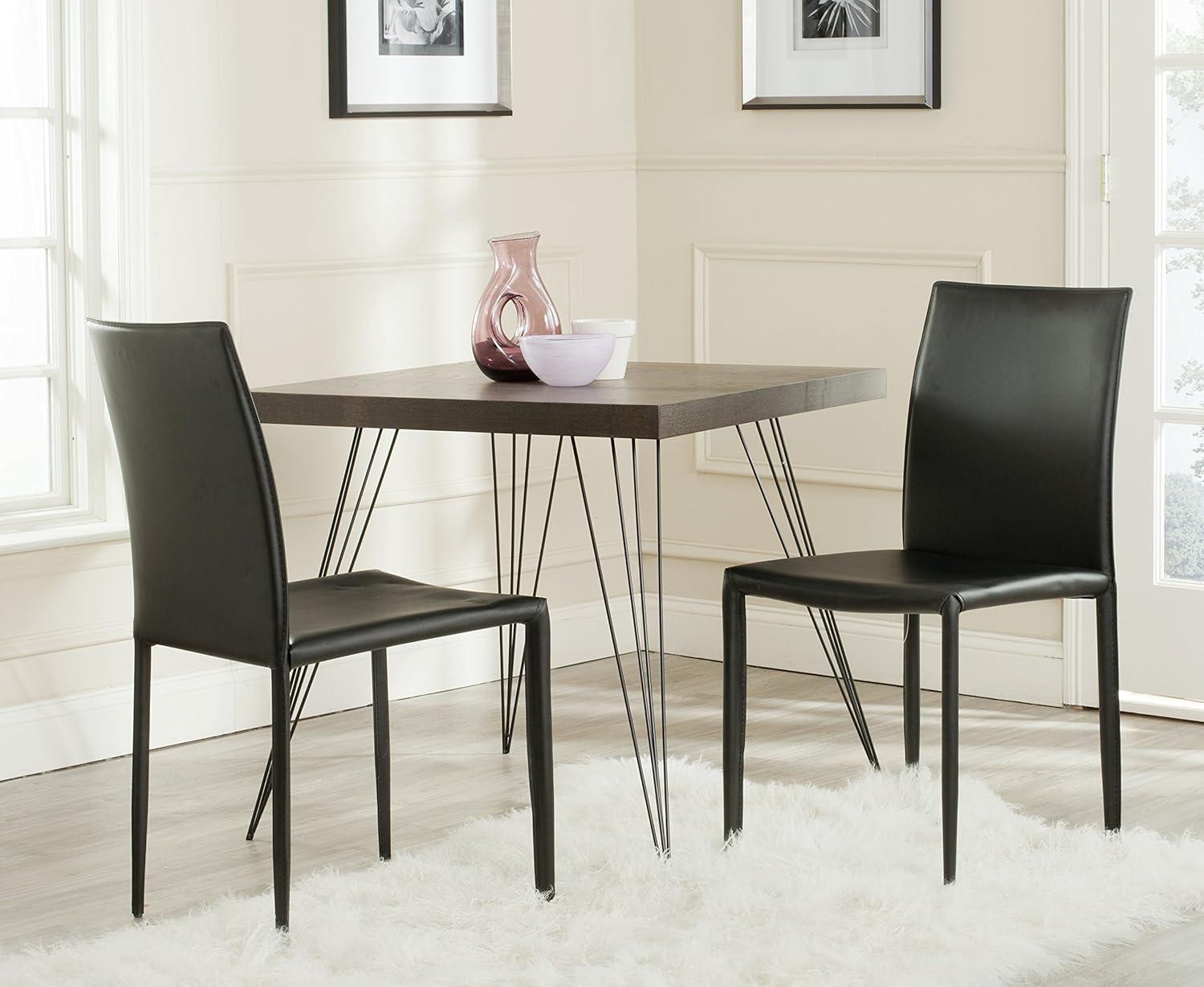 Karna Black Leather Upholstered Dining Side Chair Set