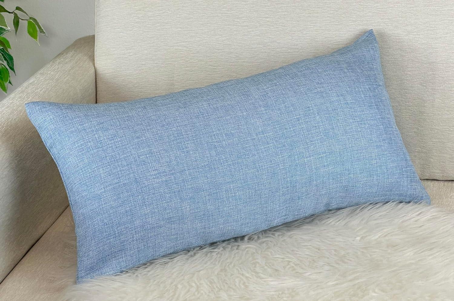 Aiking Home Woven Fine Faux Linen Throw Pillow Cover, size 12"x24", Baby Blue