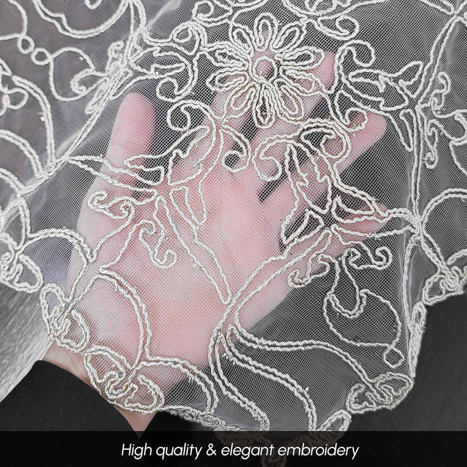 Elegant Comfort Embroidered Ingrid Table Runner, Lace-Style Dresser Scarf for Home and Dining Room, Decorative Tabletop Accent for Kitchen, Indoor, and Outdoor Use, 16 X 20 Inches, White