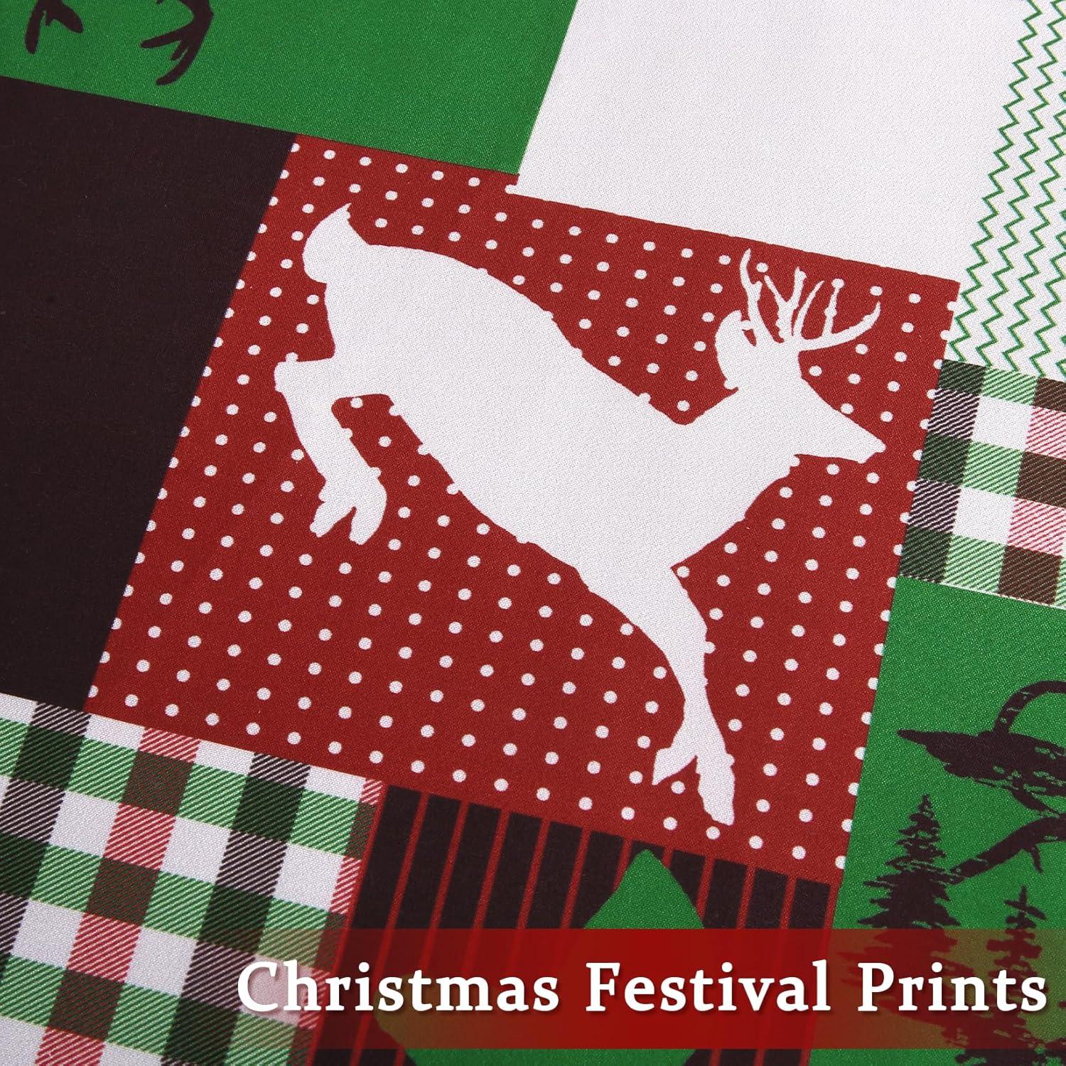 Caromio Christmas Duvet Cover Queen Size - Reindeer Patchwork Printed Decorations, Soft and Breathable Bedding Set (Queen, 90"x90")