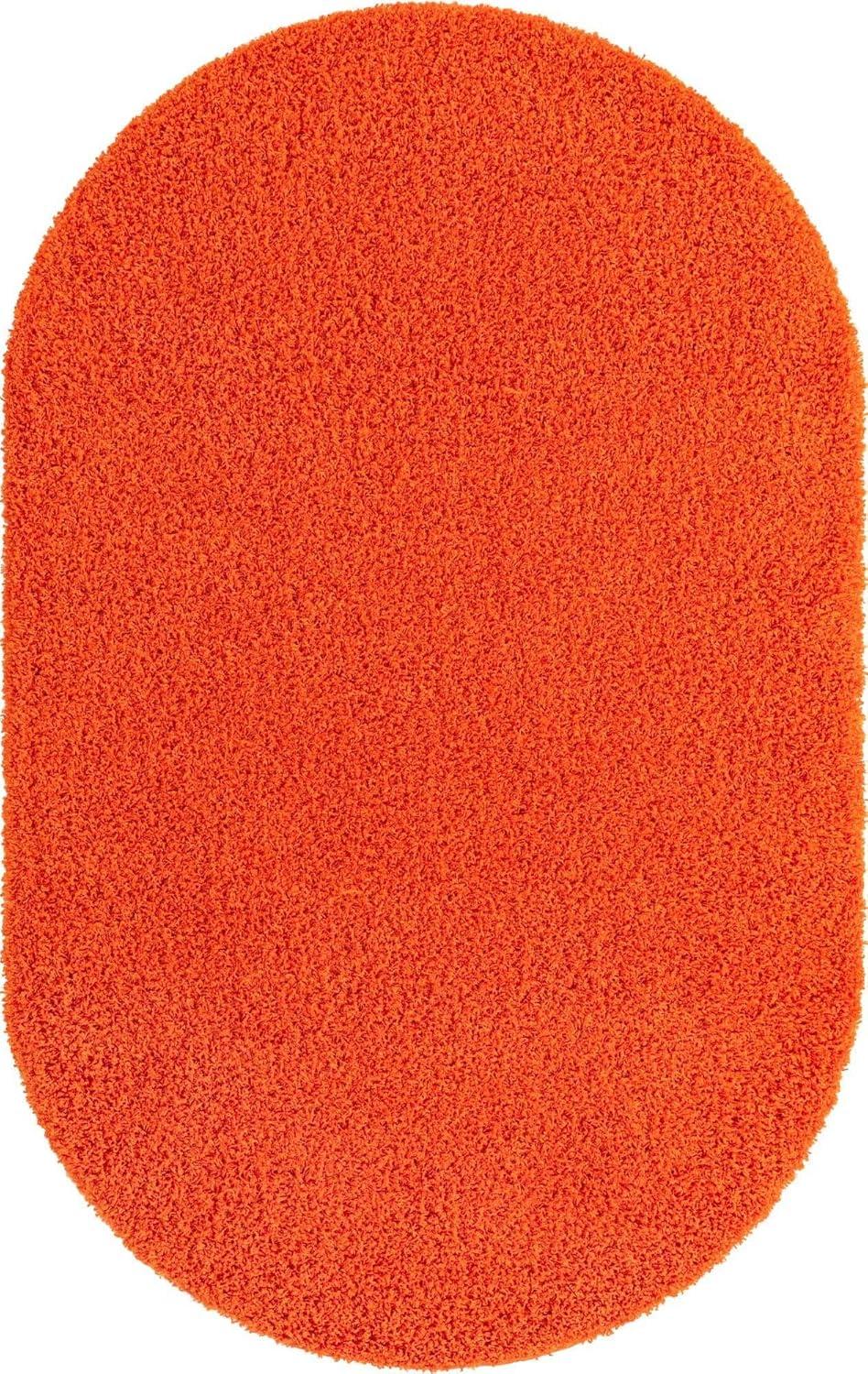 Unique Loom 5' 0 x 8' 0 Solid Shag Tiger Orange Area Rug