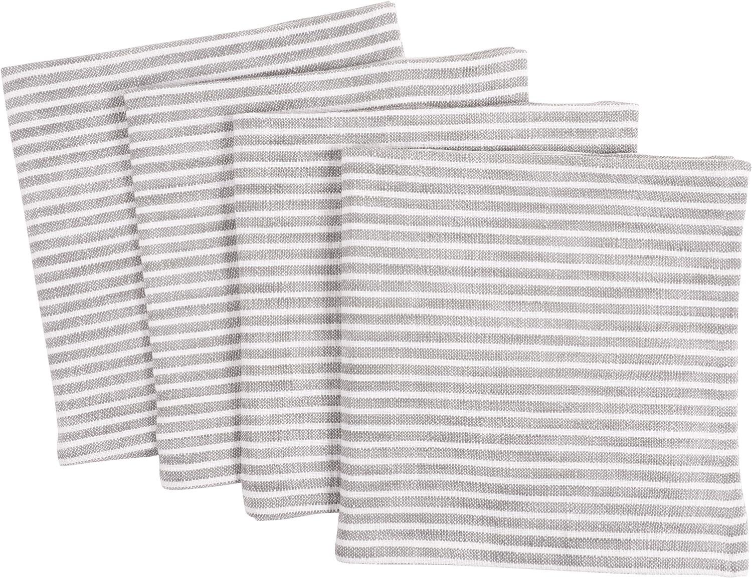 Gray Striped Cotton Napkin Set of 4, 20x20 Inch