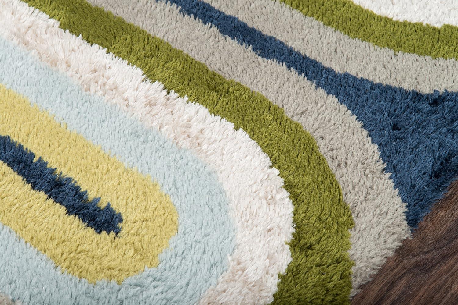 Novogratz Geometric Handmade Area Rug in Green/Yellow/Light Blue