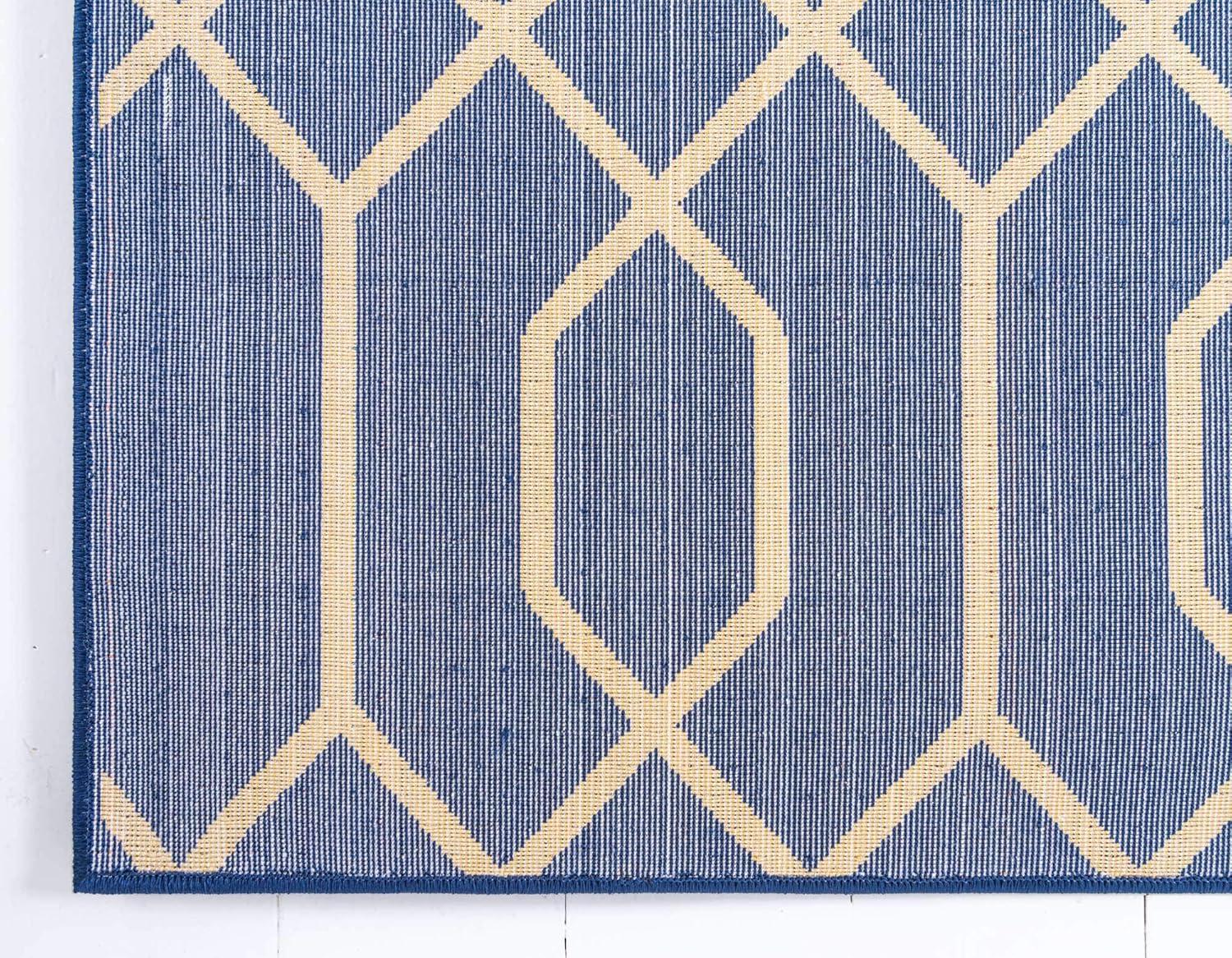 Glam Navy Blue Gold Area Rug