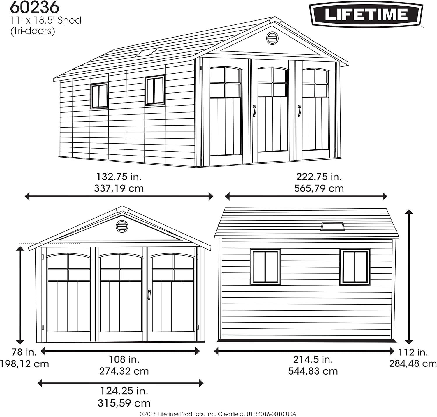 Lifetime 11 ft. x 18.5 ft. Outdoor Storage Shed - 60236