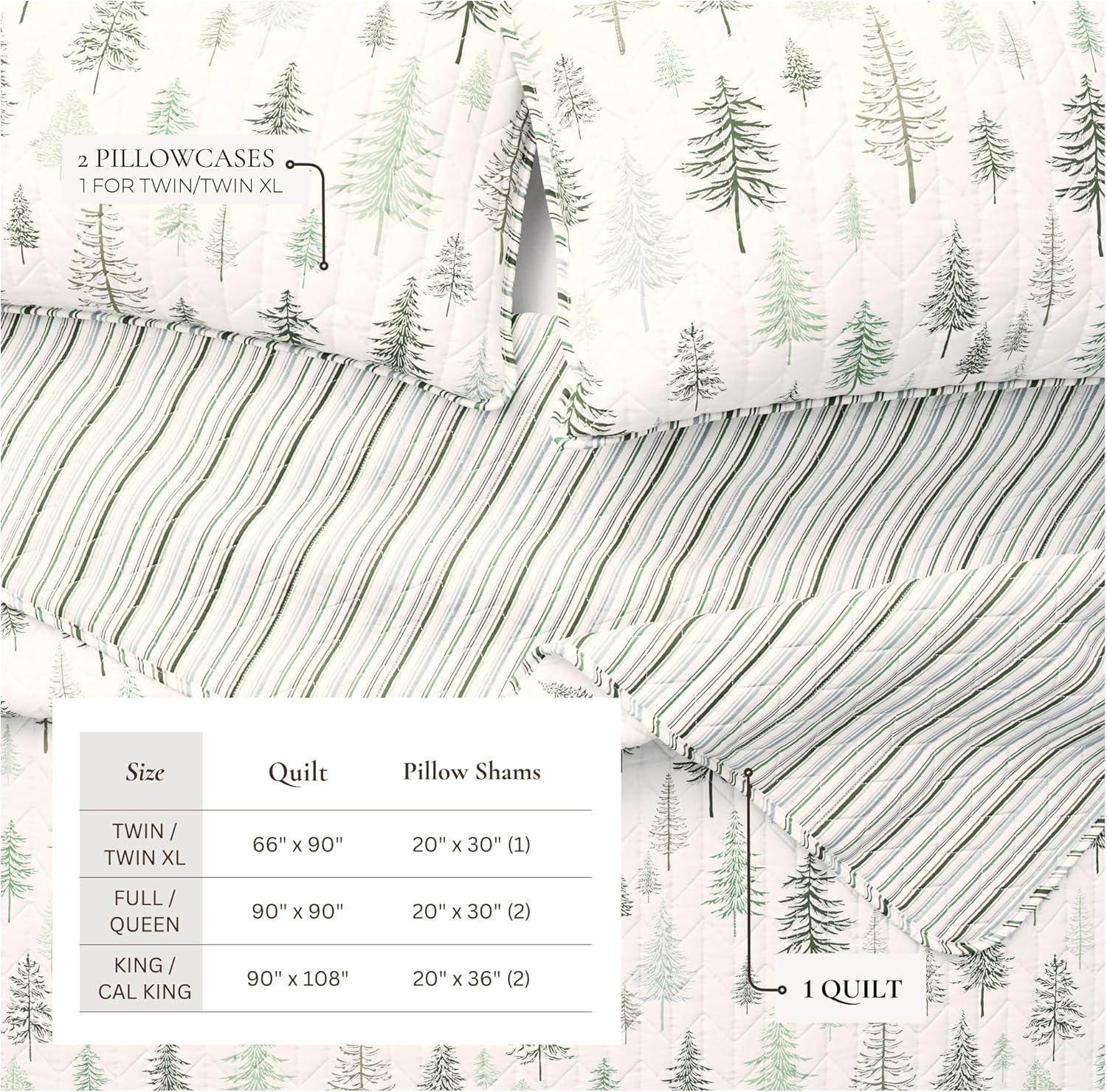 FreshFolds Green Forest Reversible Lodge Quilt Set with Shams