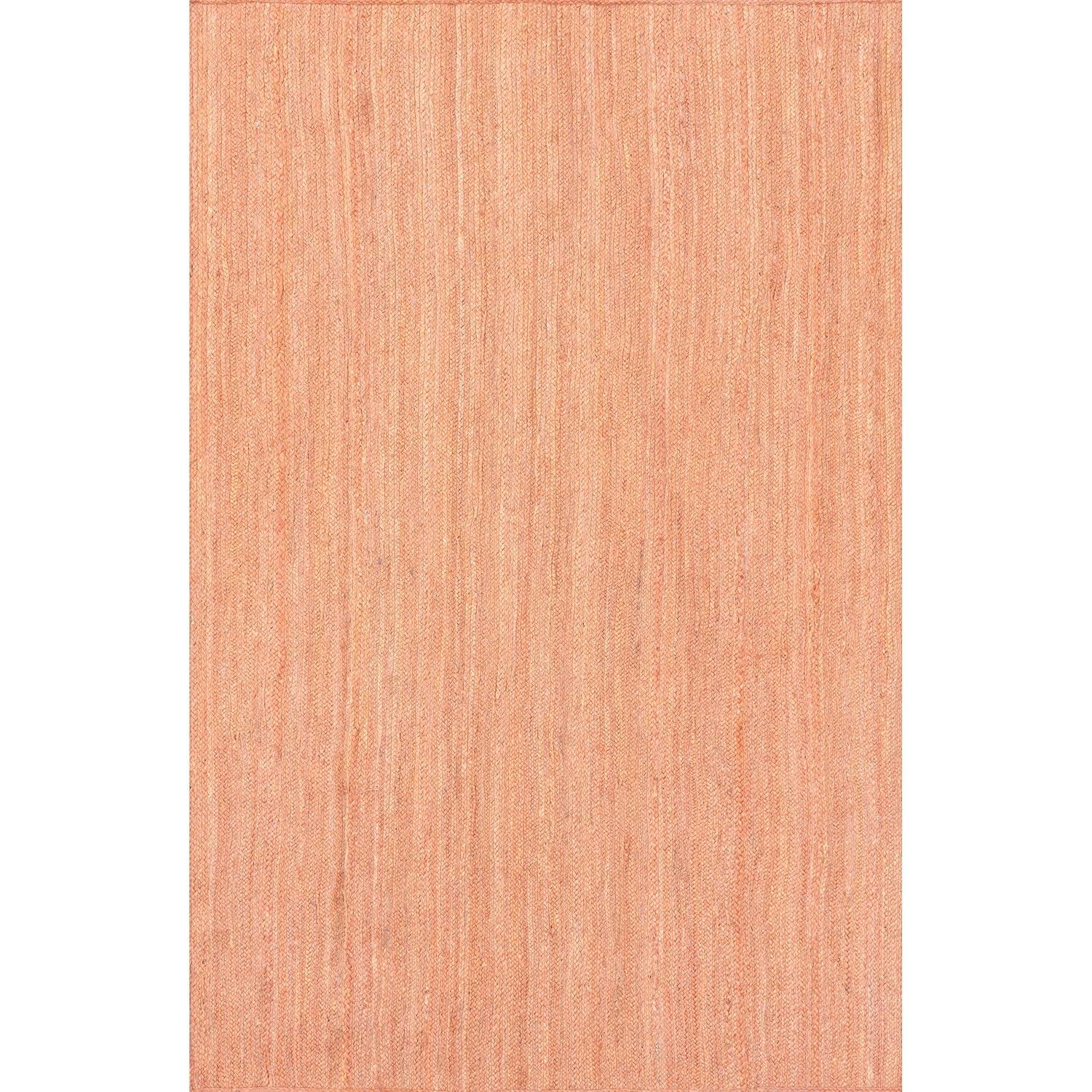 nuLOOM 8x10 Rigo Jute Hand Woven Area Rug, Peach, Solid Farmhouse Design, Natural Fiber, For Bedroom, Living Room, Dining Room, Hallway, Office, Kitchen, Entryway